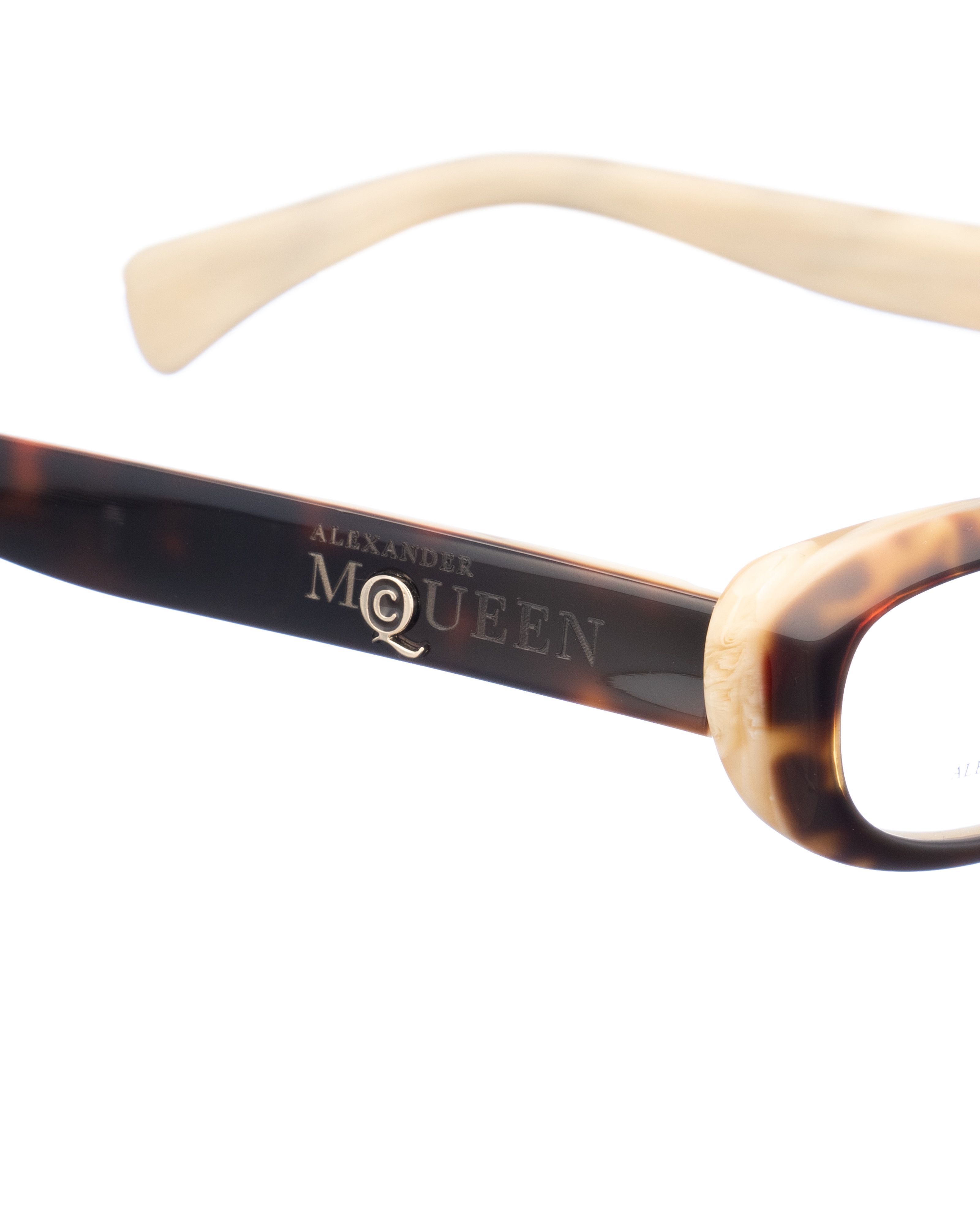 Alexander McQueen × Vintage Alexander McQueen 90s Cream Cheetah Cat-Eye Glasses Size ONE SIZE - 2 Thumbnail