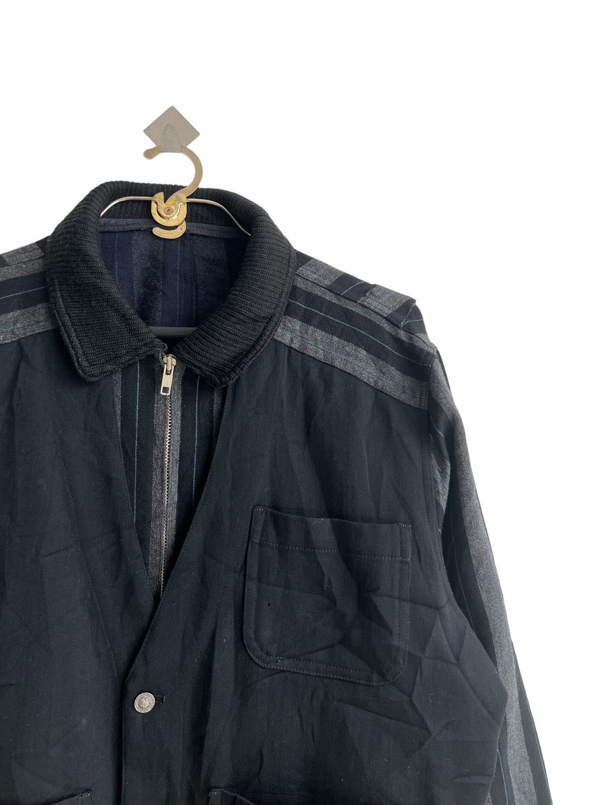 Comme des Garcons Homme Deux 80s Half Moon TK CDG Hybrid Vest Striped Boxy Bomber Jacket Size US L / EU 52-54 / 3 - 4 Thumbnail