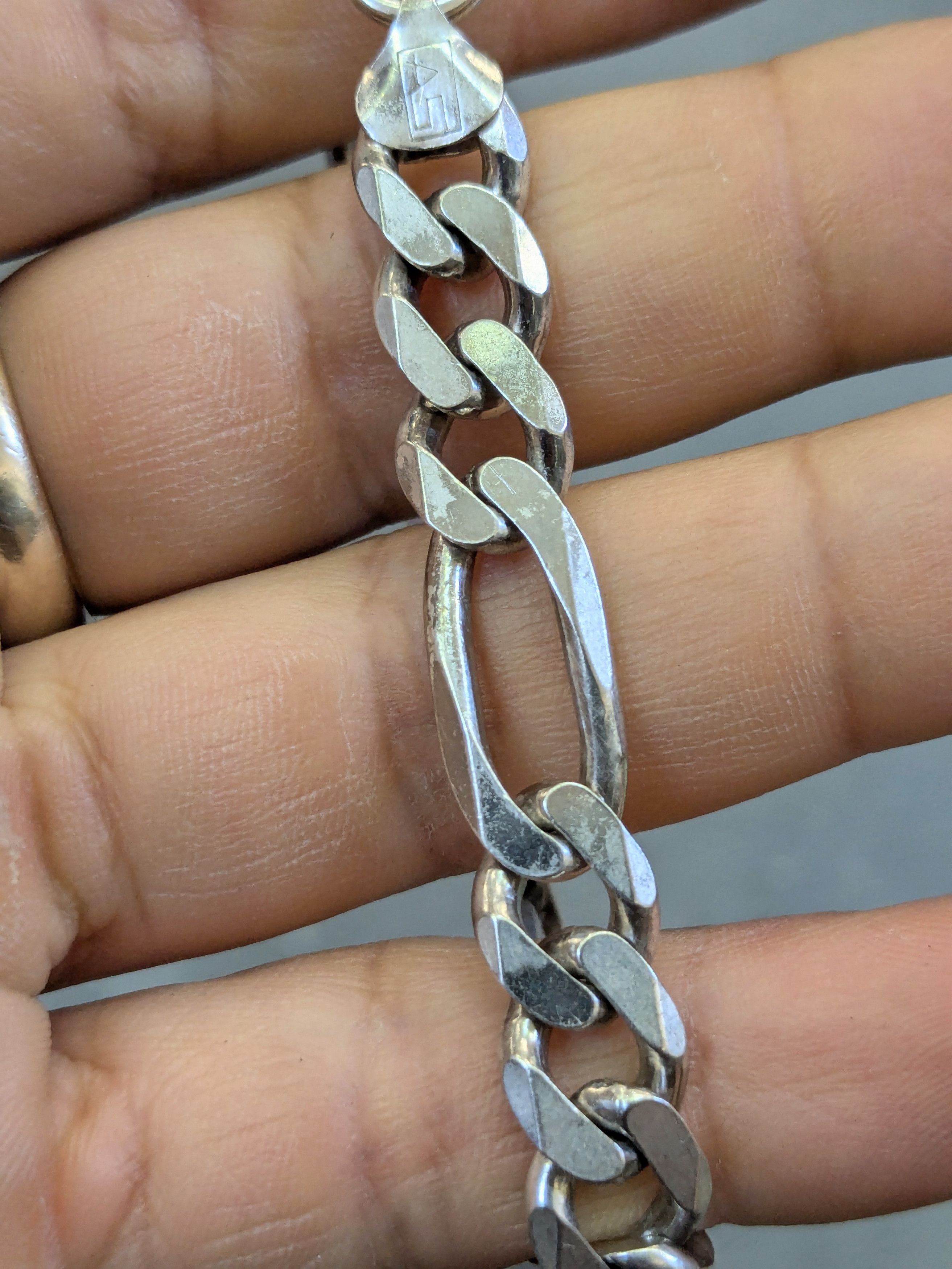Other Sterling Silver Bracelet 8" Figaro Link Chain Biker Punk Size ONE SIZE - 12 Thumbnail