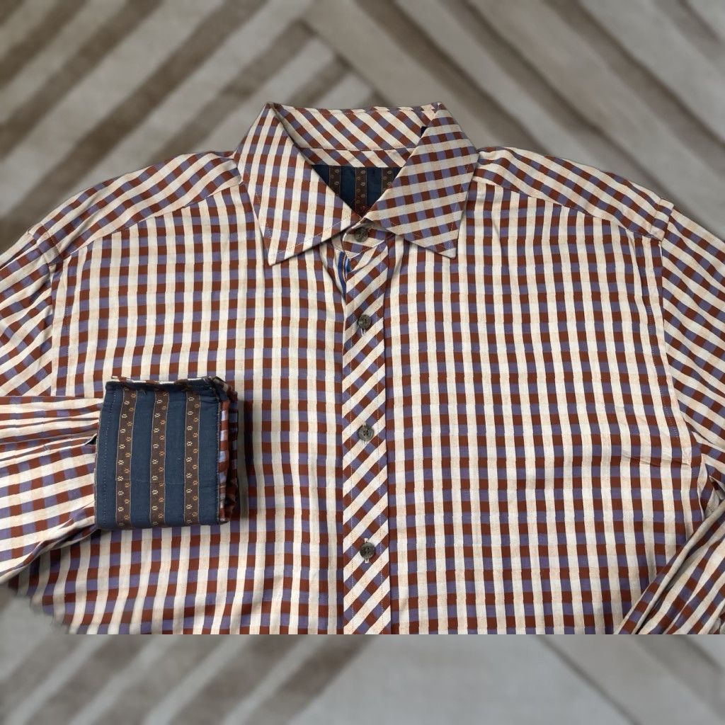 Robert Graham Robert Graham Plaid Paisley Long Sleeve Shirt Mens 2XL Button-Down Dress Shirt Size 48R - 1 Thumbnail