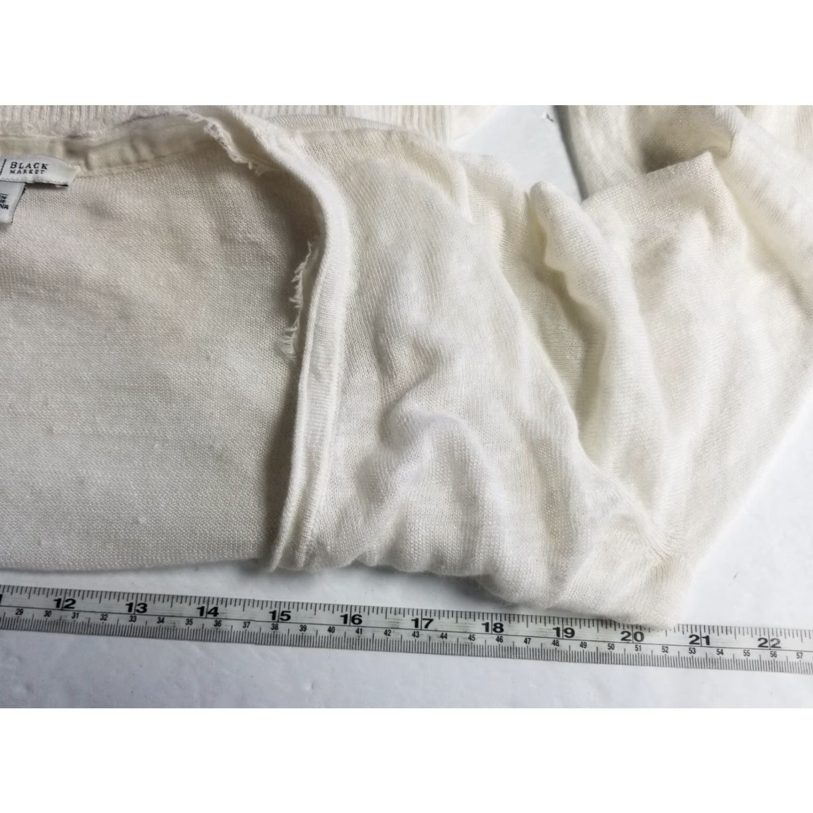 White House Black Market White House Black Market T-Shirt Women White Linen Blend V-Neck Sleeveless Open Tie L White Women Men’s? Size L / US 10 / IT 46 - 4 Thumbnail