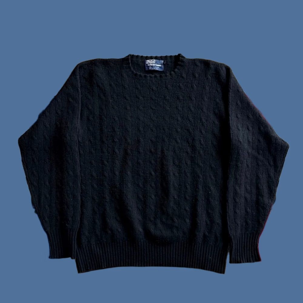 Polo Ralph Lauren VINTAGE Polo Ralph Lauren Mens XL Black Cashmere Sweater Cable Knit 90s Size US XL / EU 56 / 4 - 1 Thumbnail