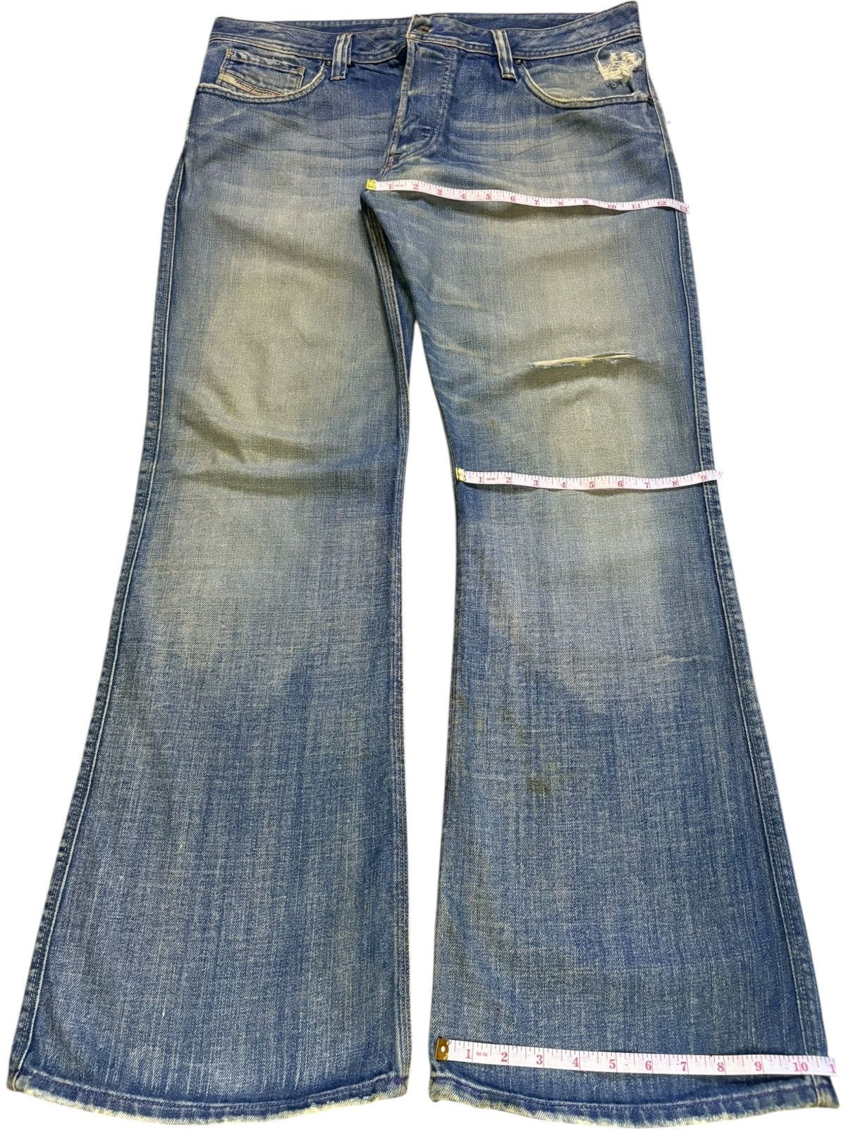Diesel Vintage Diesel Button Fly Mud Wash Distressed Rip Flare Jean Size US 37 - 13 Thumbnail