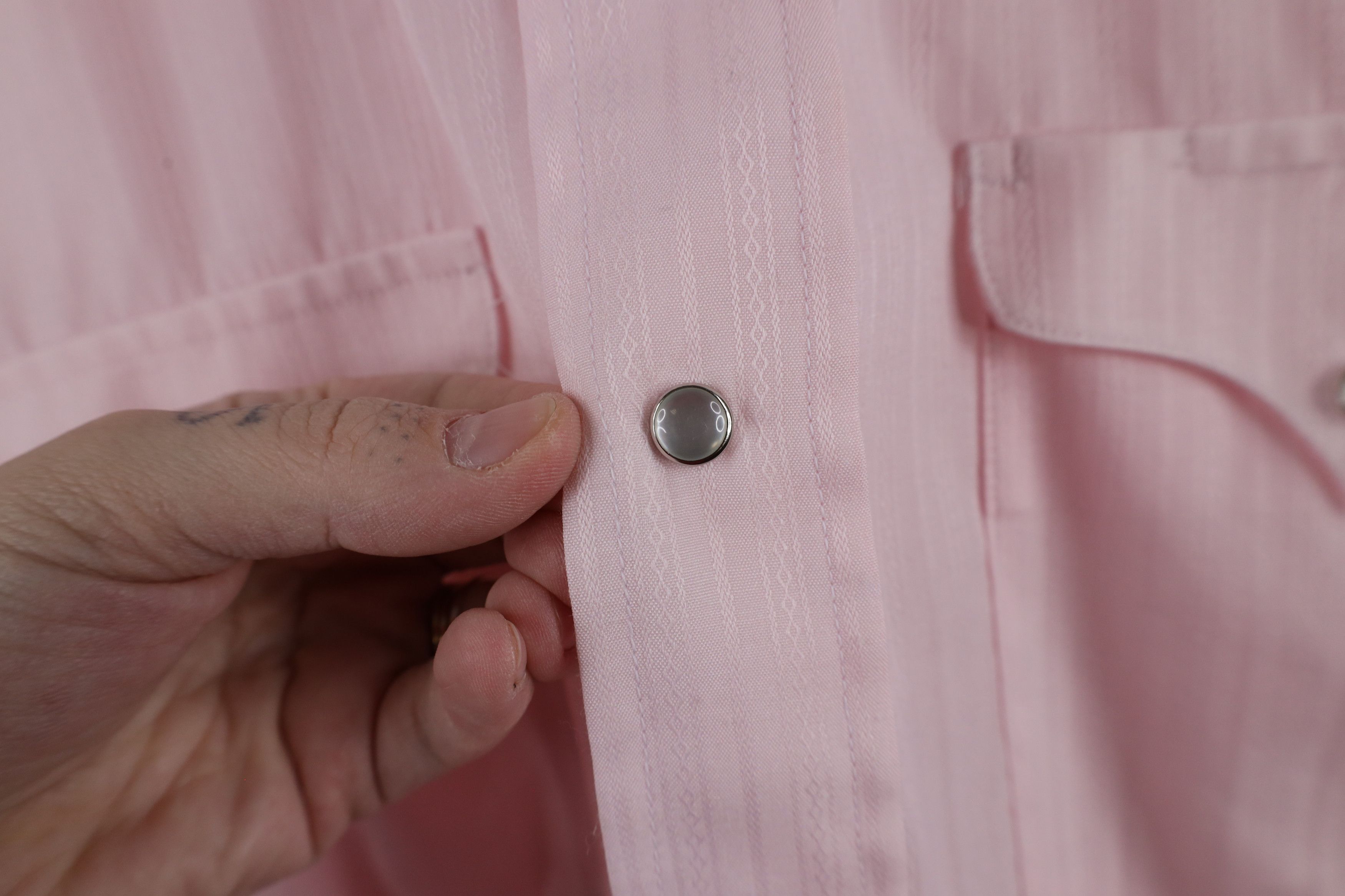 Vintage Vintage 90s Rockabilly Western Snap Button Shirt Pink Size US M / EU 48-50 / 2 - 8 Thumbnail
