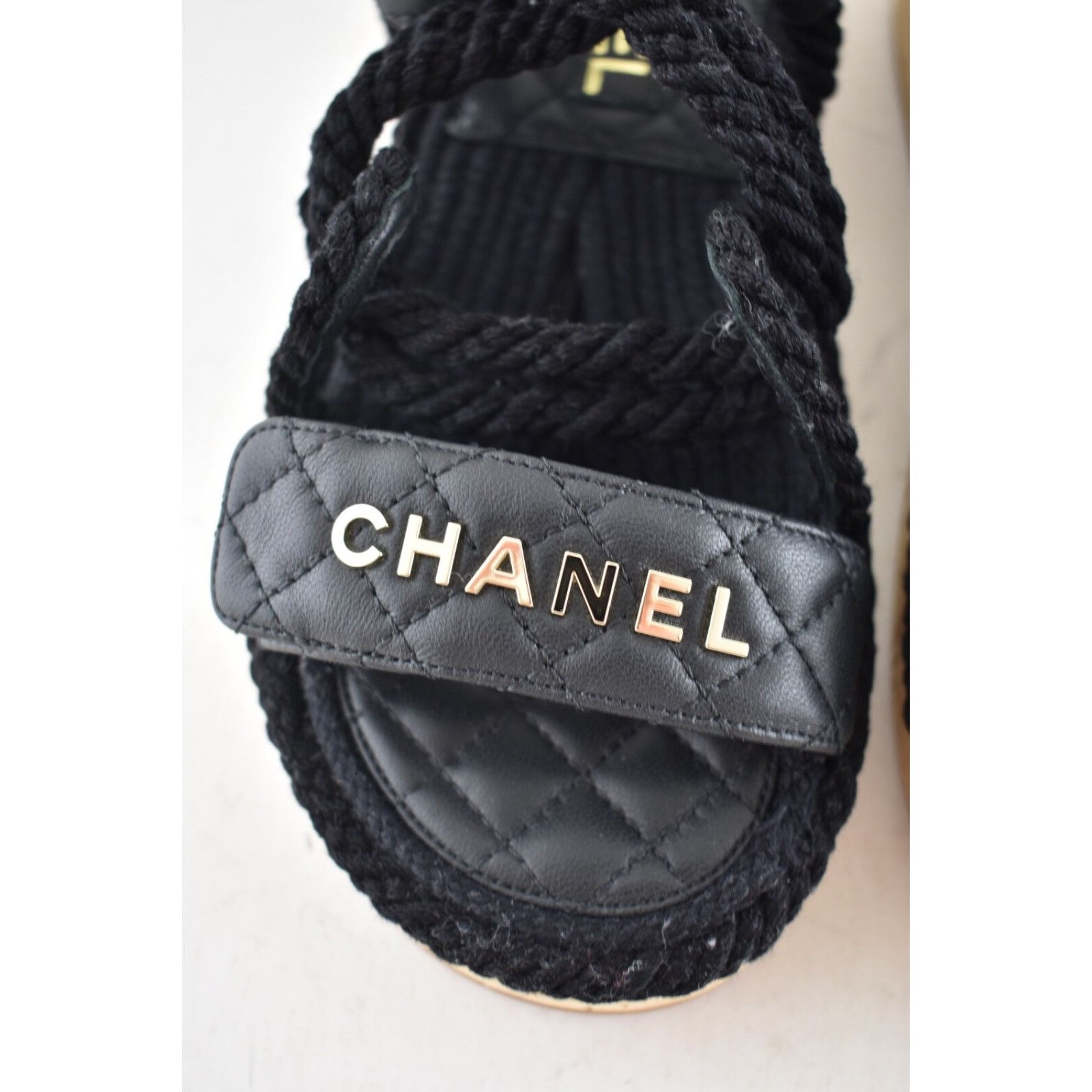 Chanel Chanel REV Black Gold Cord Rope CC Quilted Mule Ankle Size US 6 / IT 36 - 8 Thumbnail