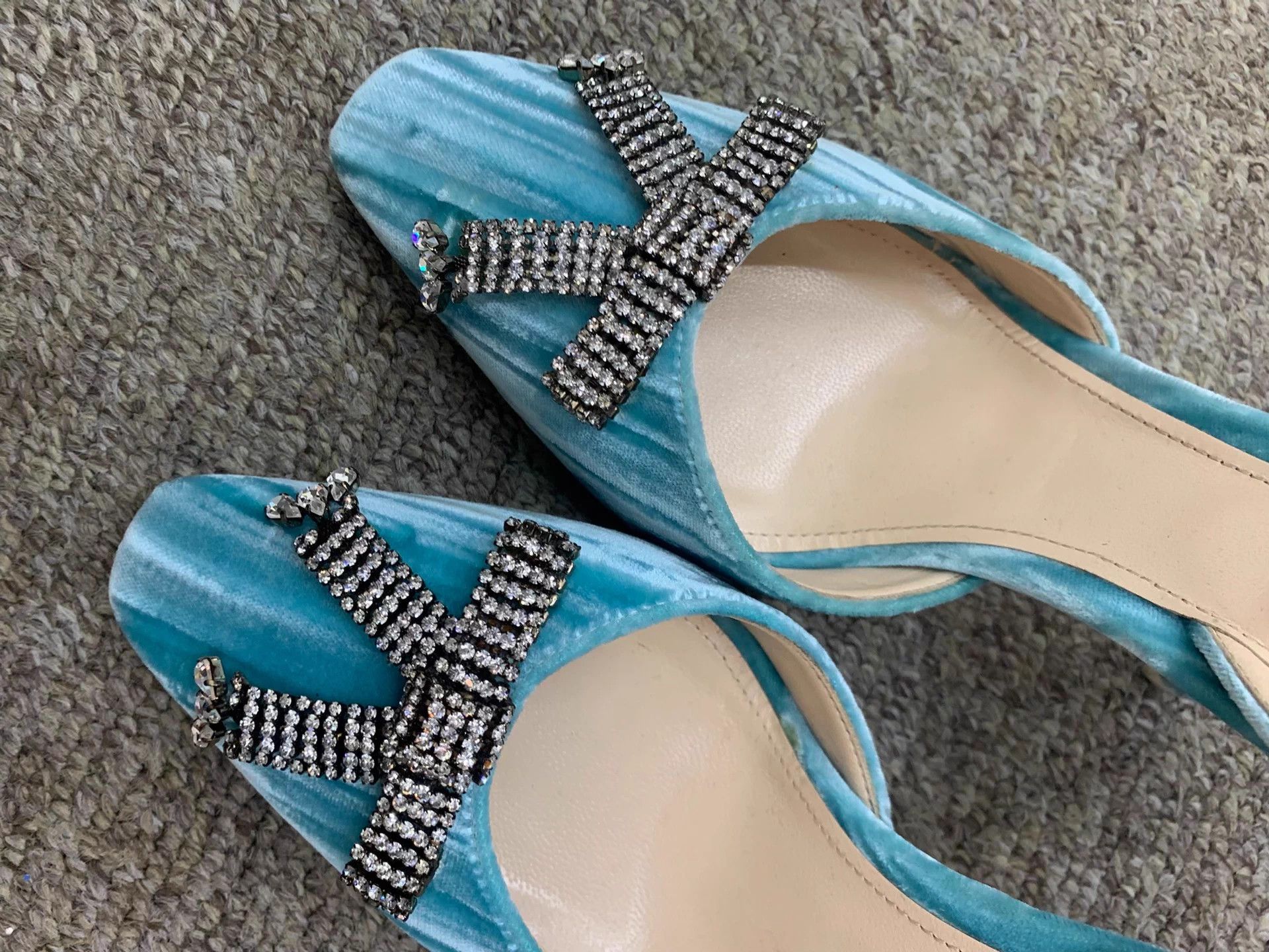 Other ATTICO Turquoise Suede Crystal Heels 36.5 Size US 5.5 / IT 35.5 - 3 Thumbnail