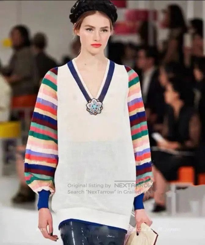 Chanel Chanel Multicolor Striped V-Neck Long Sleeve Sweater . Size S / US 4 / IT 40 - 7 Thumbnail