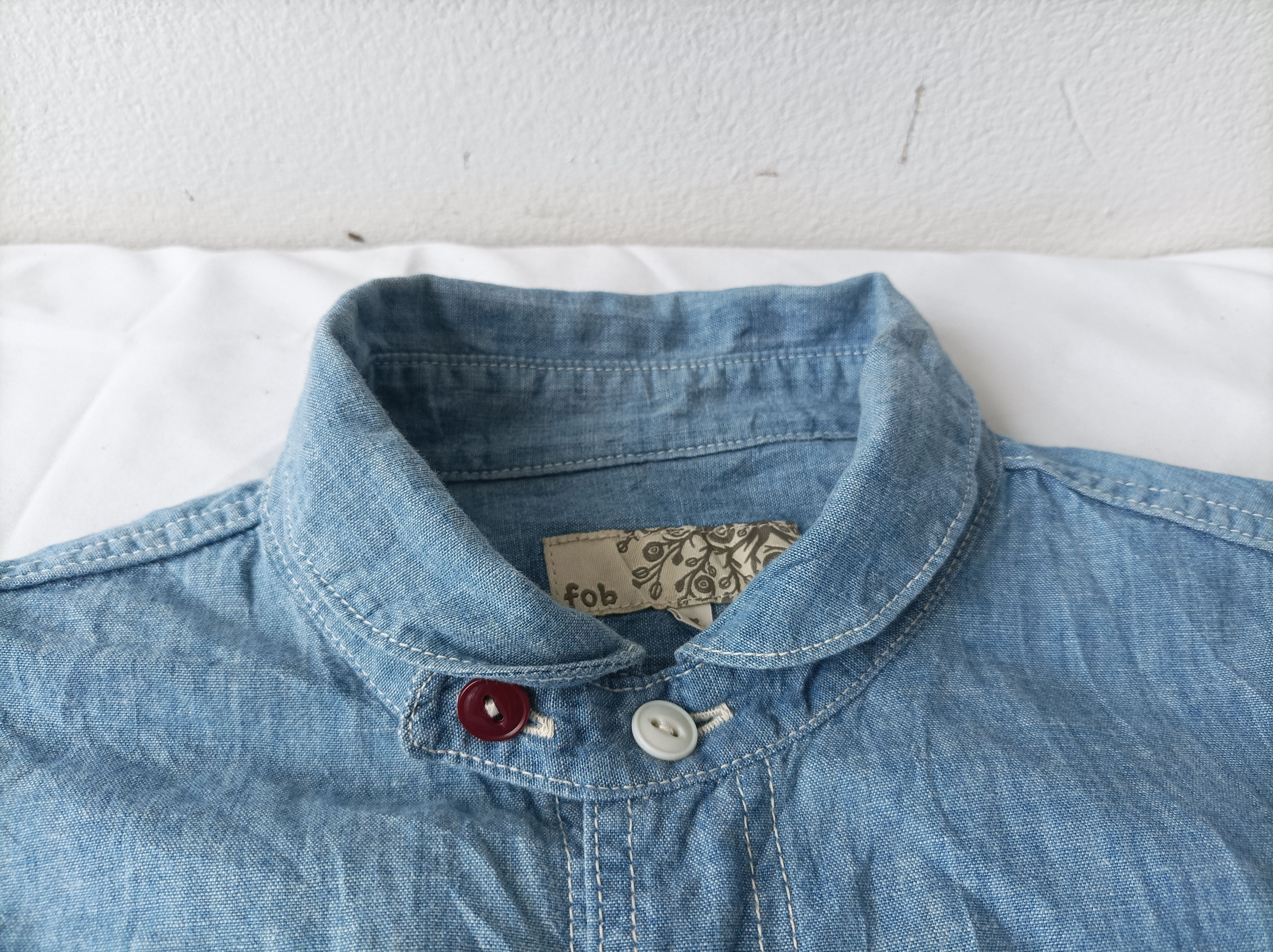 FOB Factory (S345) FOB Studio Ecru Chambray Work Shirt S Size S / US 4 / IT 40 - 3 Thumbnail
