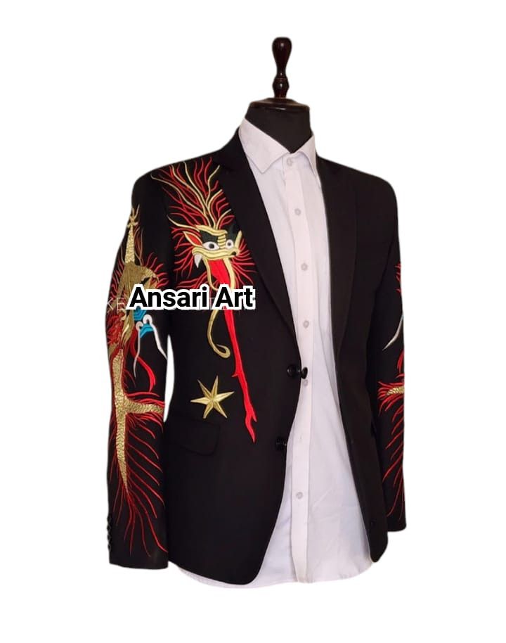 Other Men 2PC Customized Dragon Embroidery western cocktail outfit Size 46S - 1 Thumbnail