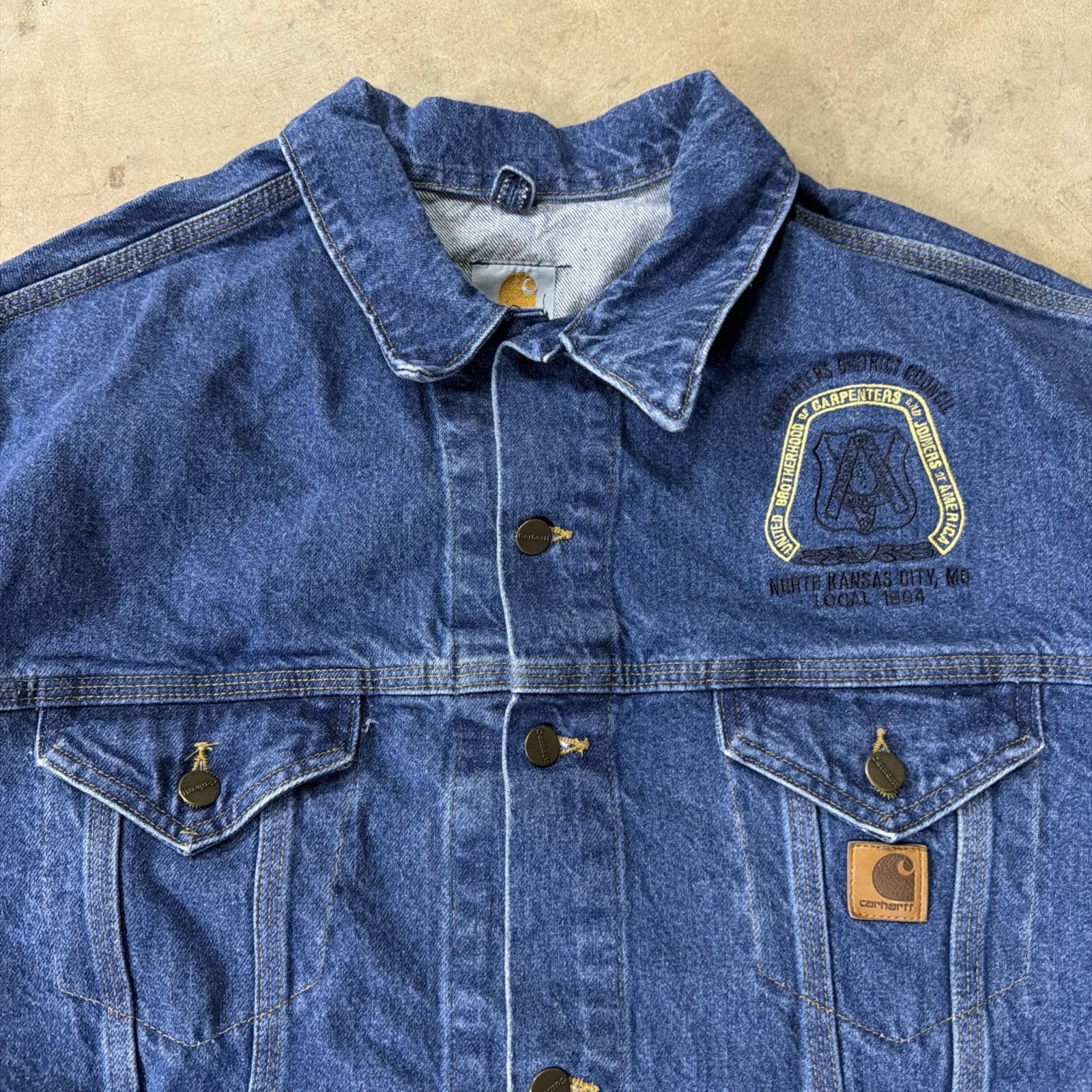 Carhartt Vintage Carhartt Denim Jacket USA Made J12DST Trucker Size US XL / EU 56 / 4 - 2 Thumbnail