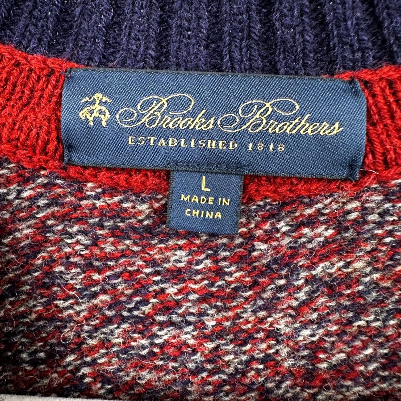 Brooks Brothers Brooks Brothers V-Neck Sweater Mens Wool Marled Large Academic Old Money Grandpa Core Knit Belted Ribbed Trim Multicolor Size US L / EU 52-54 / 3 - 3 Thumbnail