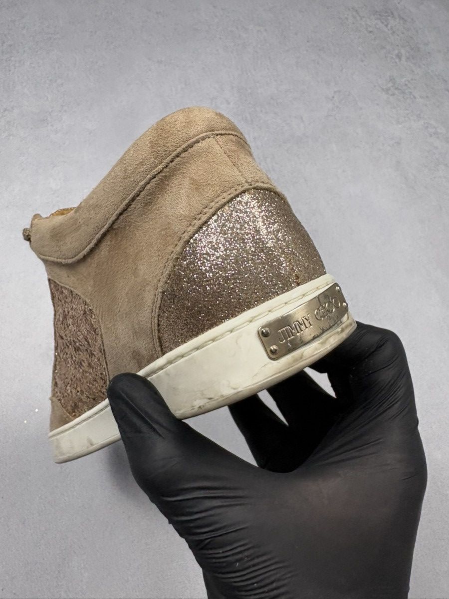Jimmy Choo Jimmy Choo London Brown Glitter Suede Low Top Sneakers 38 Size US 8 / IT 38 - 22 Thumbnail