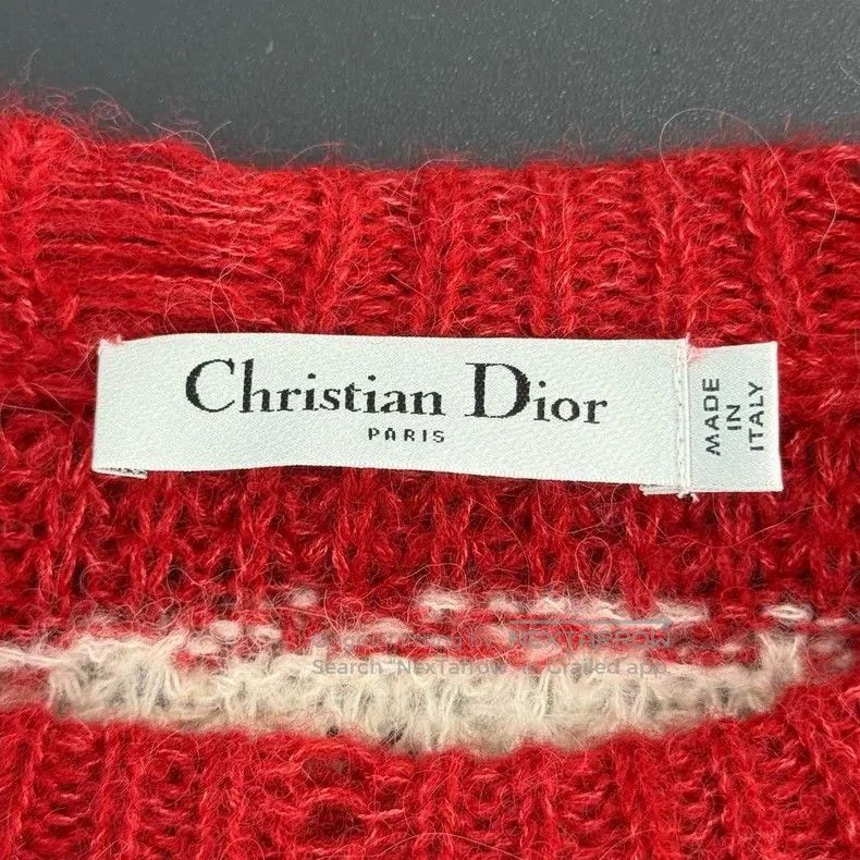 Dior Dior Red and white striped embroidered bee alpaca wool mul Size S / US 4 / IT 40 - 5 Thumbnail