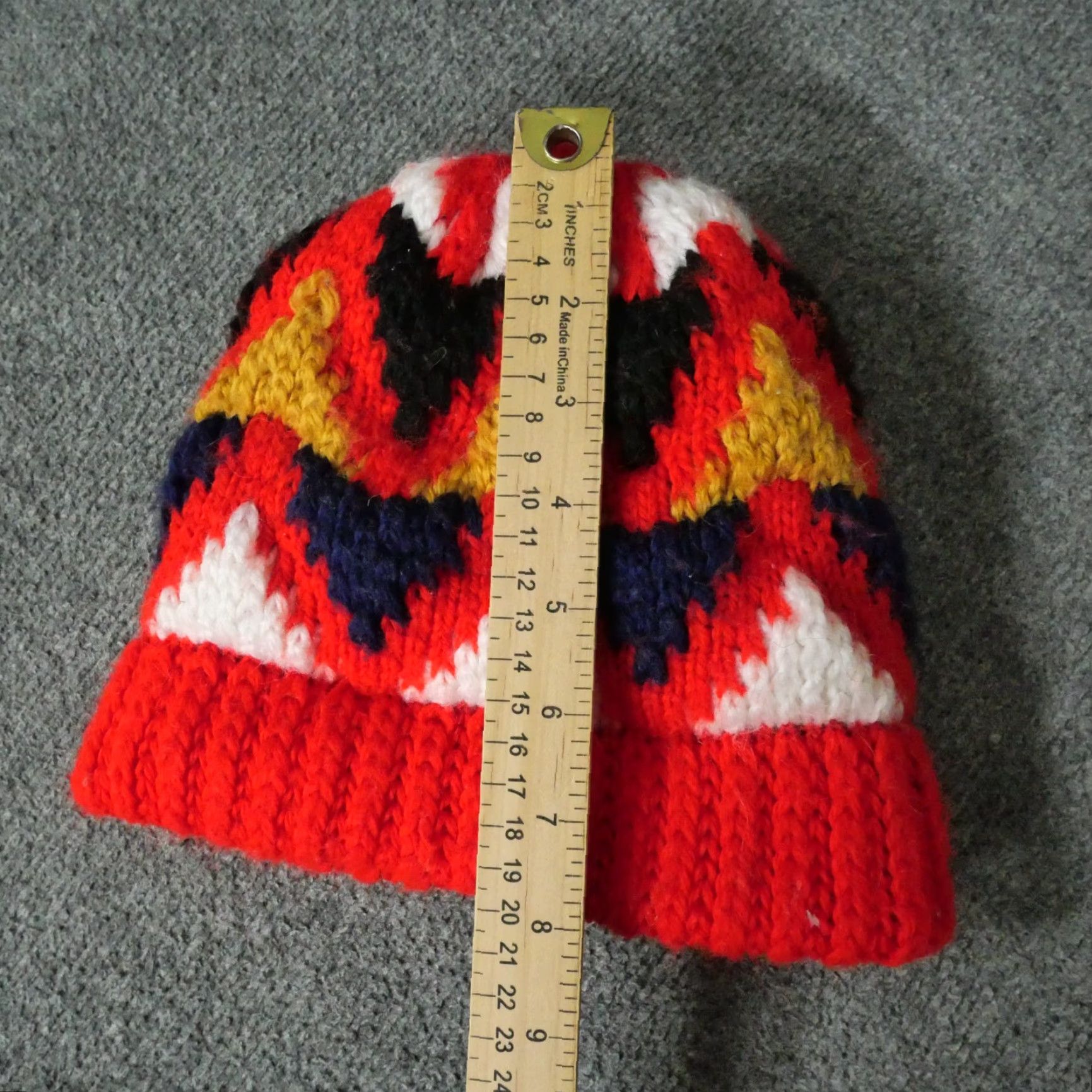 Vintage VINTAGE Beanie Hat Adult One Size Red 80s 90s Geometric Knit Acrylic Men Winter Fall Spring Summer Casual Men Beanie Red Vintage Size ONE SIZE - 7 Thumbnail