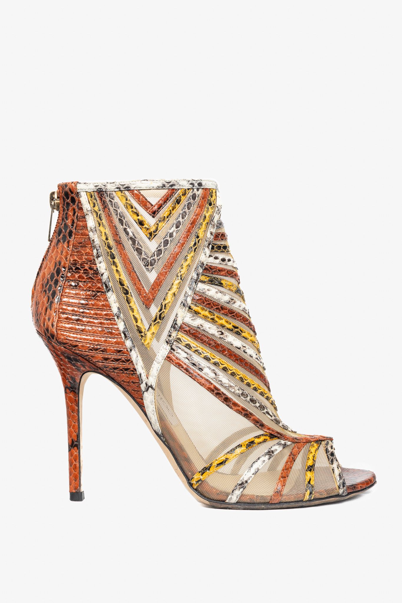 Jimmy Choo Jimmy Choo Kara Red Snake-Embossed Leather Sandals Size US 9 / IT 39 - 1 Thumbnail