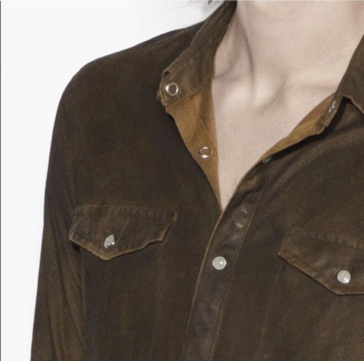 John Varvatos Faux Suede Military Shirt medium Size US M / EU 48-50 / 2 - 2 Thumbnail