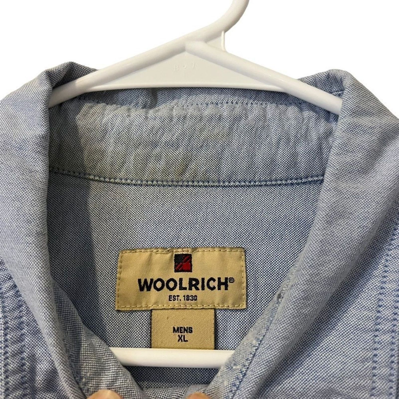 Woolrich Woolen Mills Woolrich Shirt Mens XL Blue Chambray Short Sleeve Button Up Size US XL / EU 56 / 4 - 3 Thumbnail