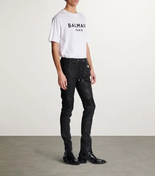 Balmain o1s1wg111025 Leather Biker Slim Jeans in Black Size US 34 / EU 50 - 3 Thumbnail