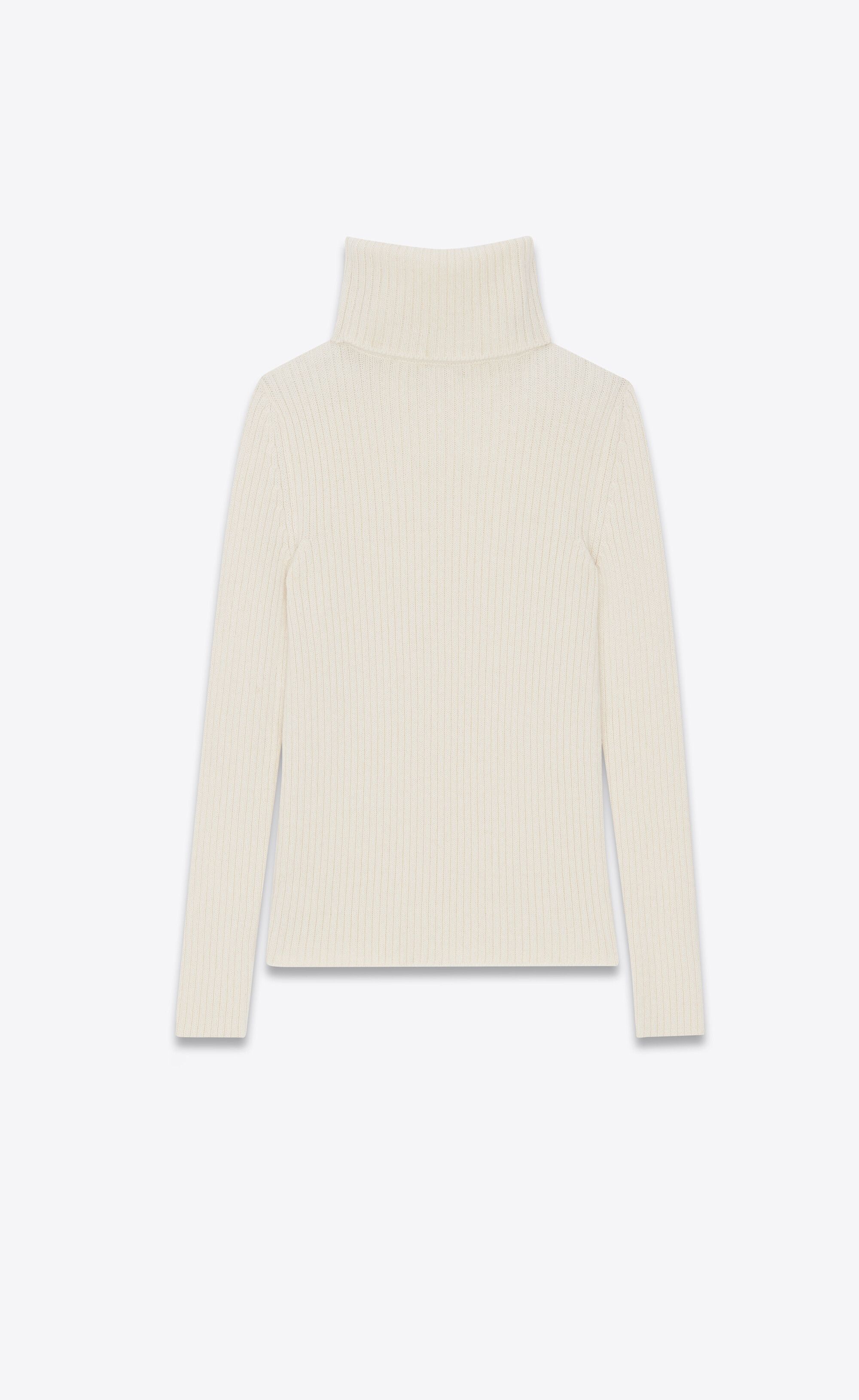 Saint Laurent Paris o1s1wg111224 Turtleneck Sweater Wool, Cashmere Mohair White Size XL / US 12-14 / IT 48-50 - 2 Thumbnail