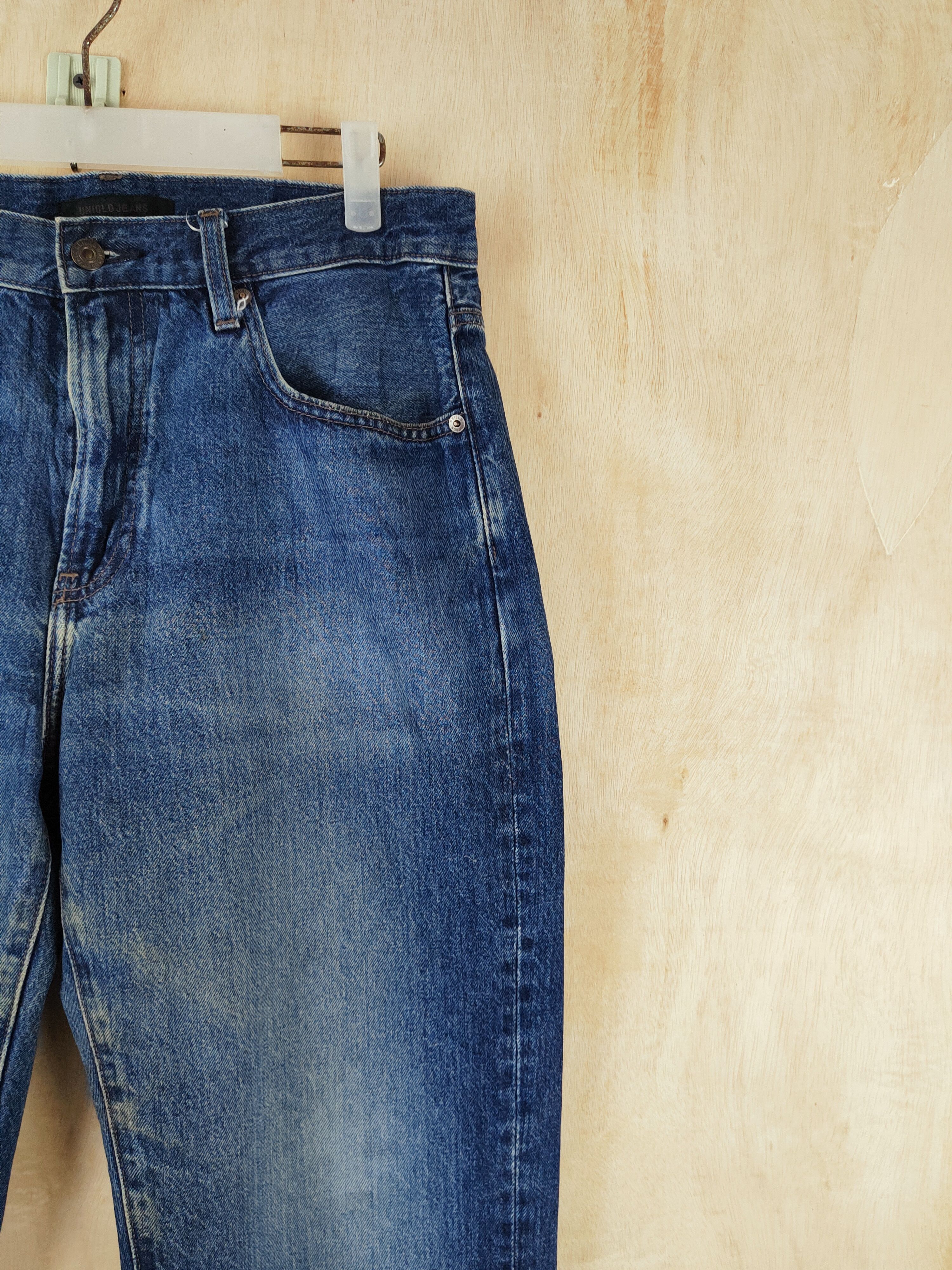 Japanese Brand Uniqlo Japanese Fabric by Kaihara Blue Ripped Jeans #S2655 Size US 31 - 5 Thumbnail