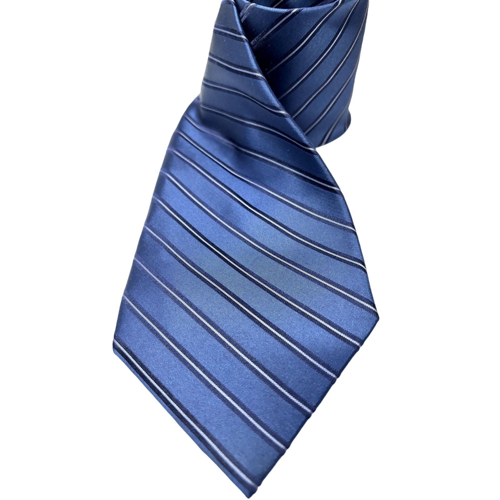 Perry Ellis PERRY ELLIS Portfolio Navy & Blue 100% Silk Stripe Neck Tie Size ONE SIZE - 2 Thumbnail