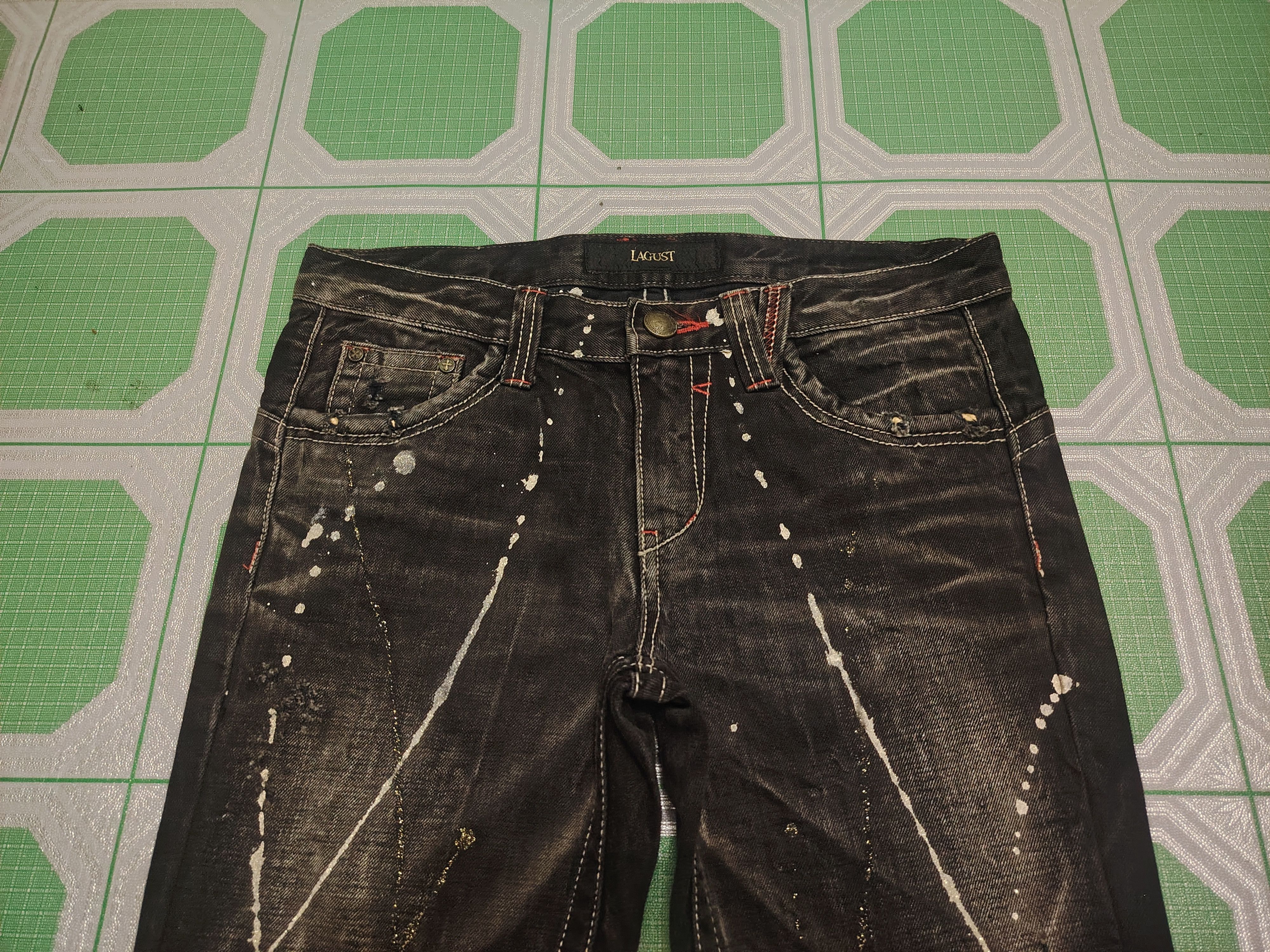 Yasuyuki Ishii Japan Lagust Painted Bead Pattern Distres Jeans Flared Jeans Size US 32 / EU 48 - 5 Thumbnail