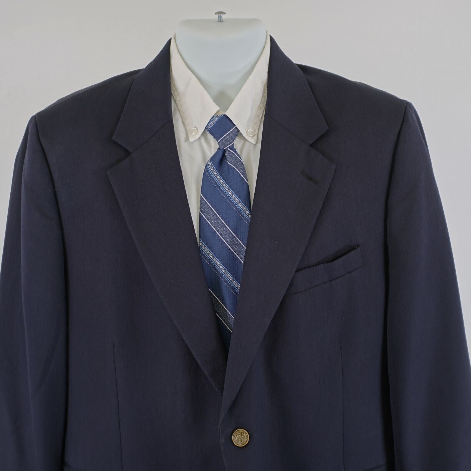 Stafford DAMAGED Stafford Wool Blue 2 Gold Button Blazer 44R Tagged 4 Size 44R - 1 Thumbnail