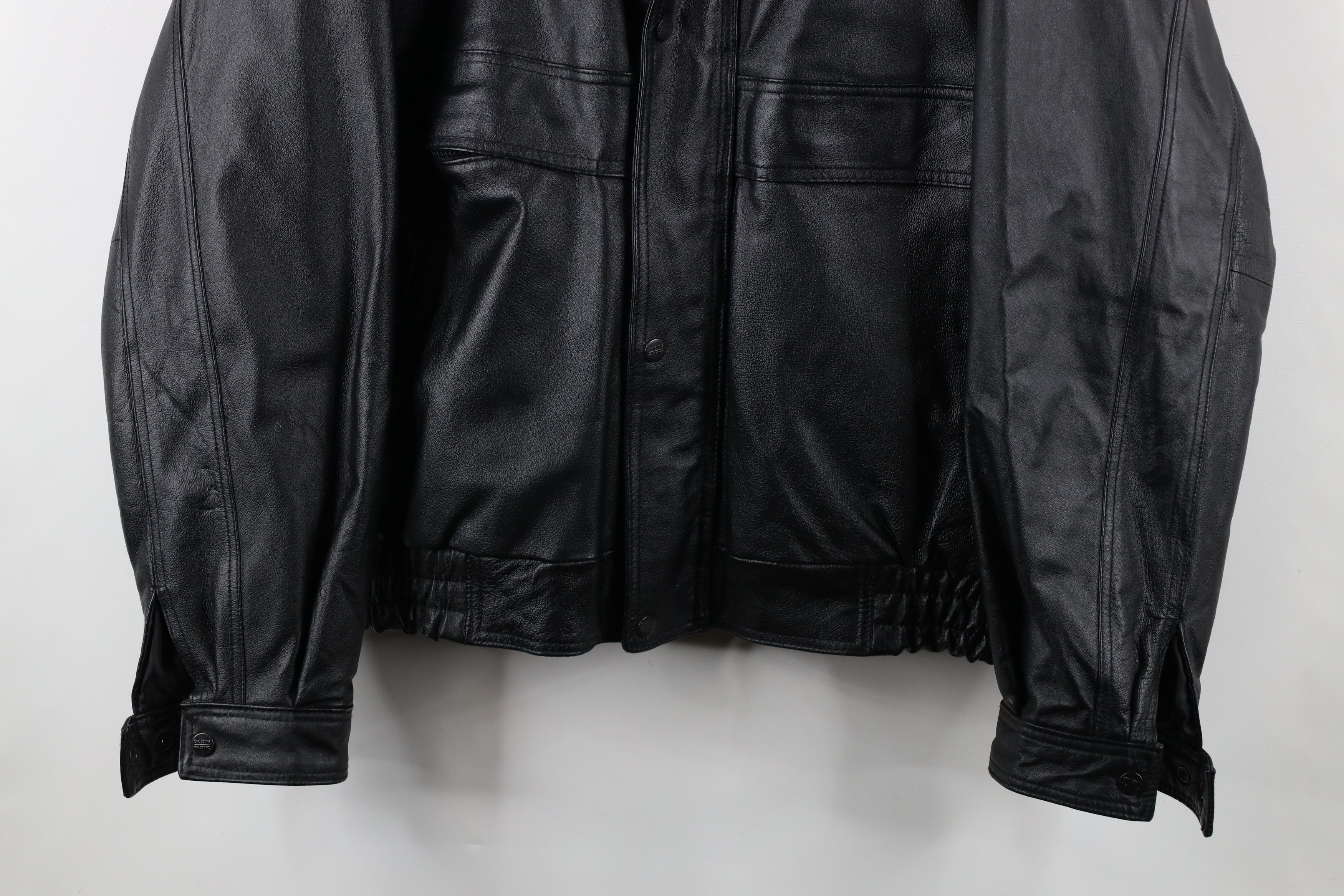 Vintage Vintage 90s Streetwear Leather Flight Bomber Jacket Black Size US L / EU 52-54 / 3 - 3 Thumbnail