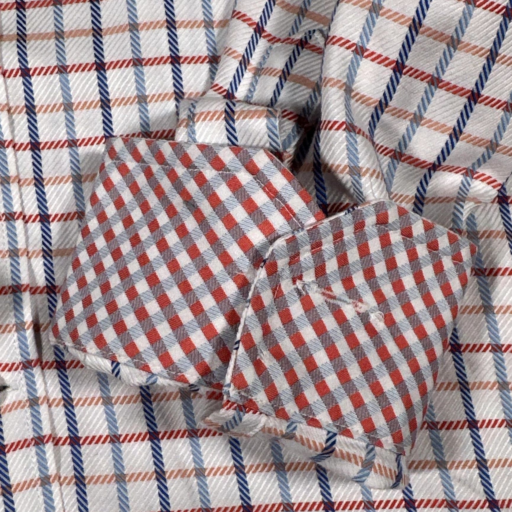 Johnston & Murphy Johnston & Murphy Shirt Men XL White Blue Plaid Button-Down Pocket 100% Cotton Long Sleeve Size US XL / EU 56 / 4 - 4 Thumbnail