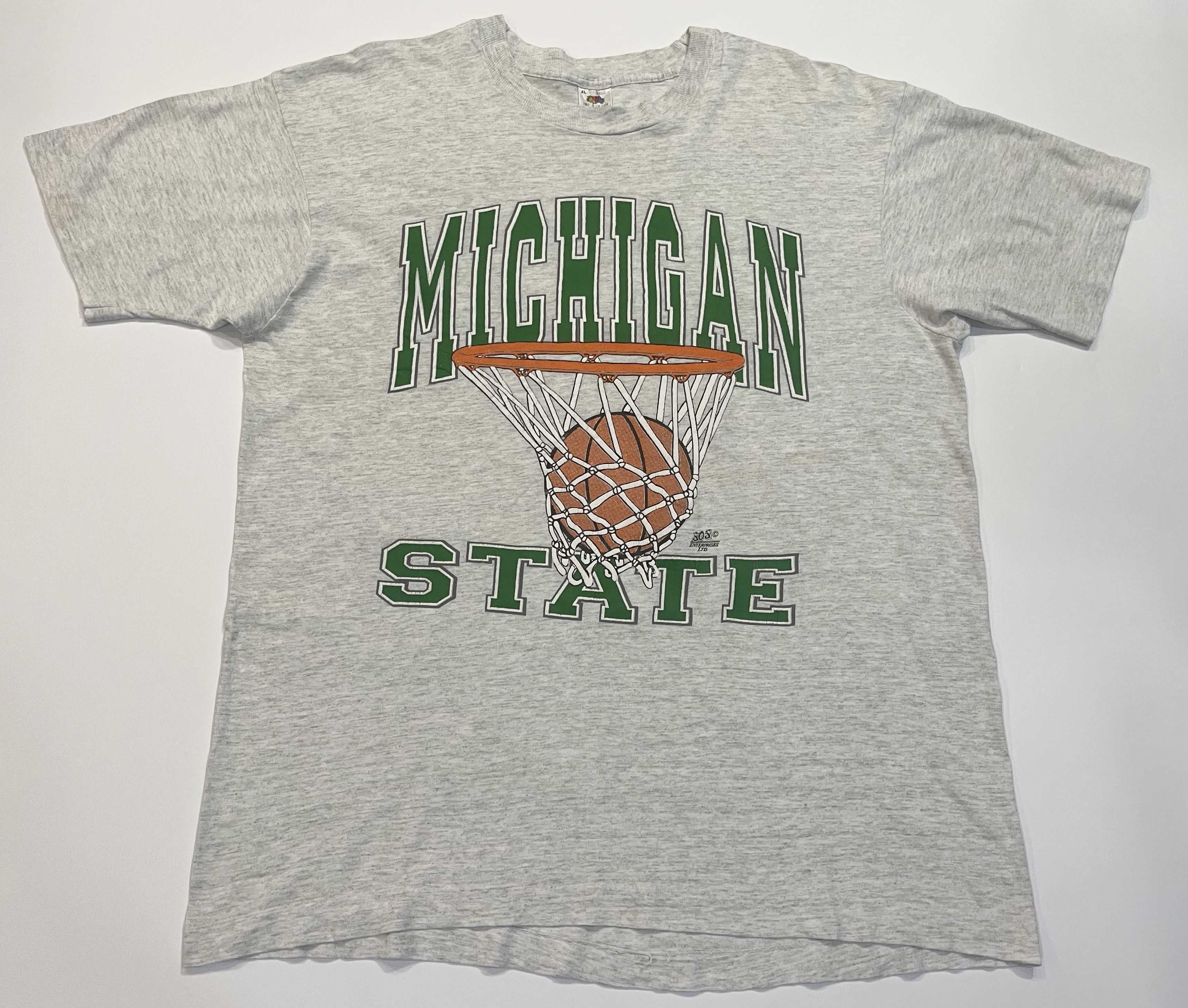 Fruit Of The Loom × NCAA × Vintage Vintage FOTL Michigan State Spartans NCAA Basketball T-Shirt Size US XL / EU 56 / 4 - 1 Thumbnail