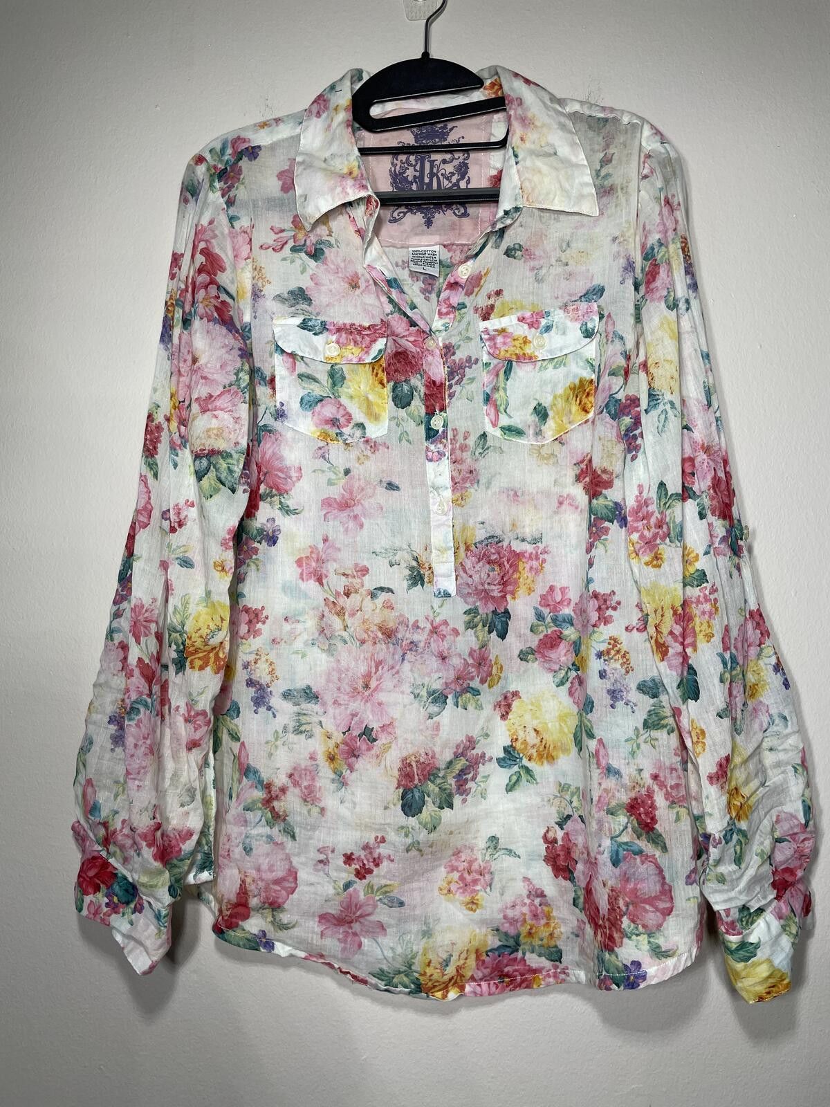 Other Vintage J.A.K. Floral Garden Blouse Fairy Grandmacore Sz L Size L / US 10 / IT 46 - 7 Thumbnail