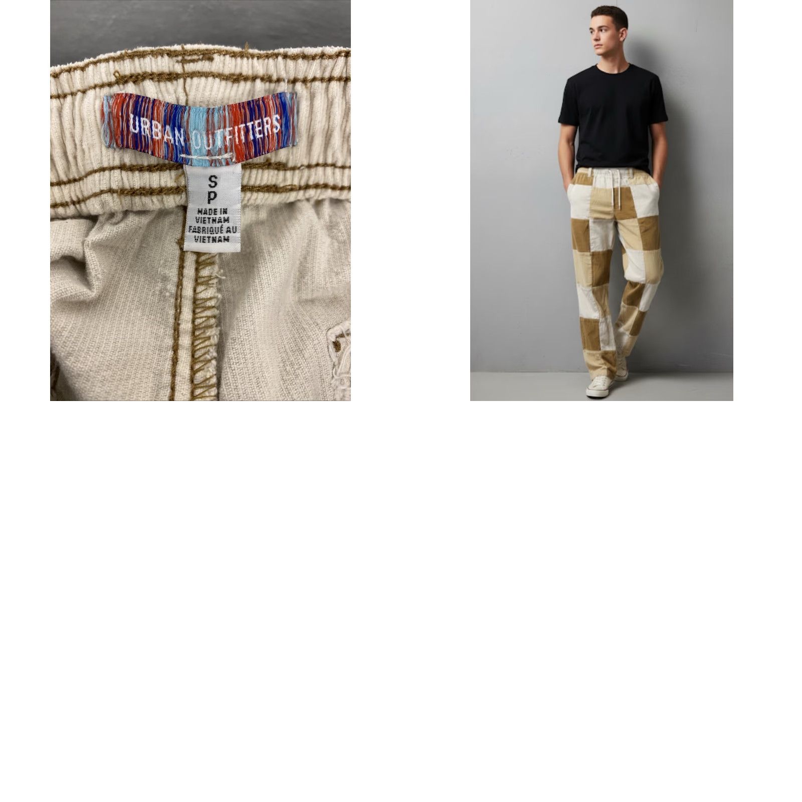 Urban Outfitters Urban Outfitters Pants Unisex S Brown Patchwork Corduroy Baggy Elastic Waist Size 28" / US 6 / IT 42 - 8 Thumbnail