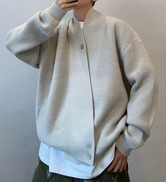 Japanese Brand Cleanfit retro fashion shawl wrap knit cardigan knitwear Size US XXL / EU 58 / 5 - 6 Thumbnail