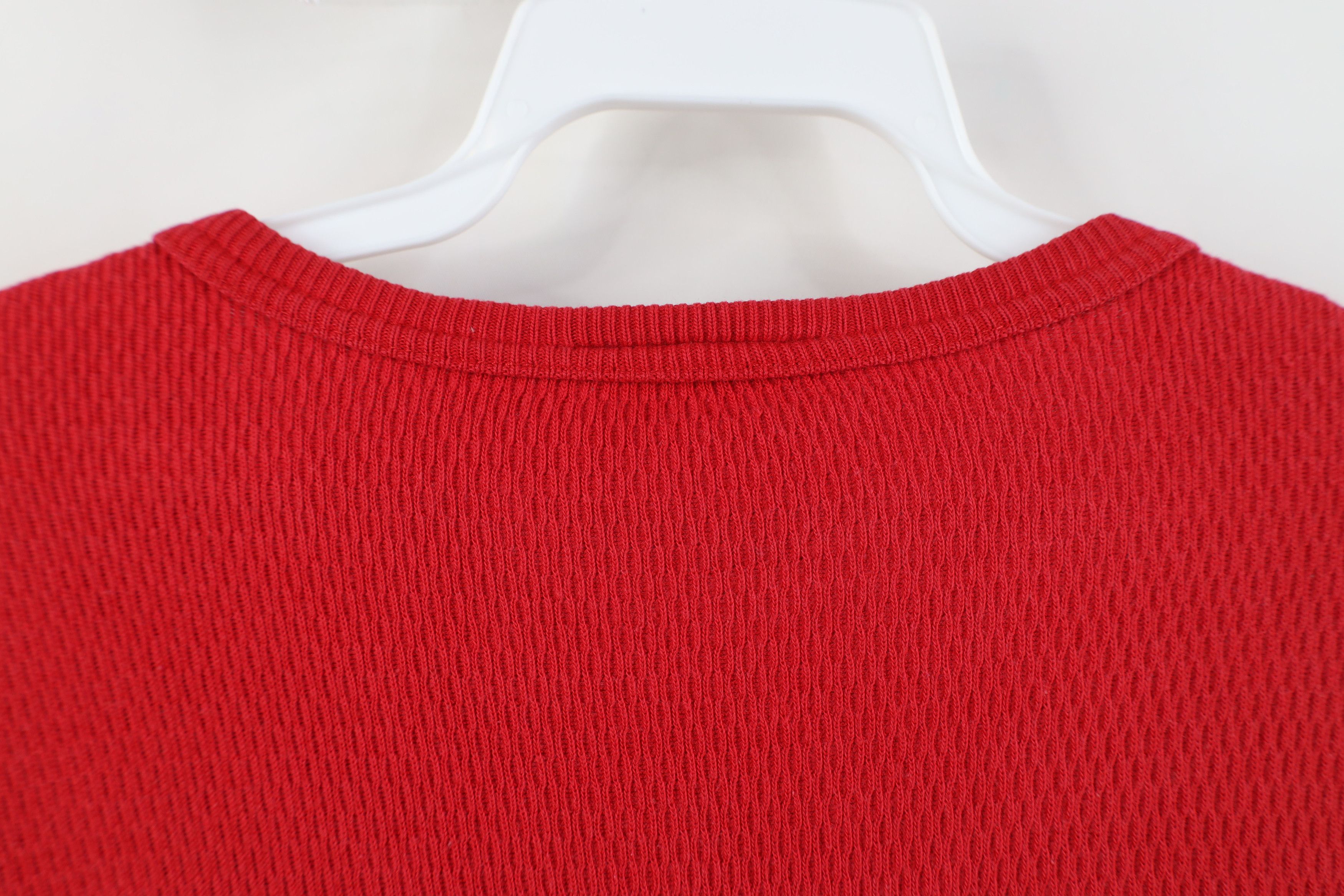Ralph Lauren Vtg 90s Ralph Lauren Waffle Knit Long Sleeve T-Shirt Red USA Size US L / EU 52-54 / 3 - 10 Thumbnail