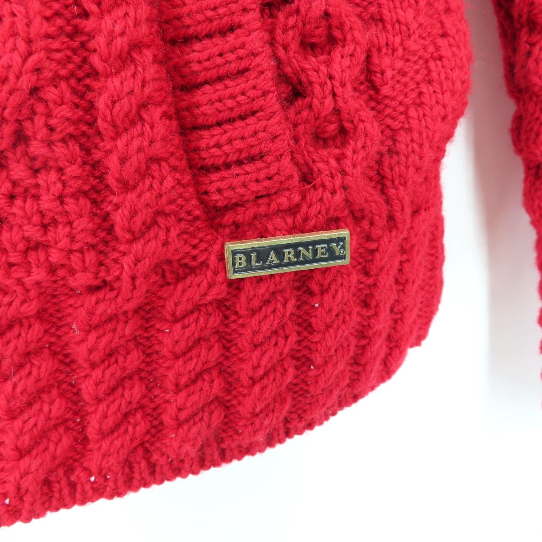 Vintage Blarney Aran Originals Womens XS Red Wool Knit Zip Sweater Size XS / US 0-2 / IT 36-38 - 4 Thumbnail