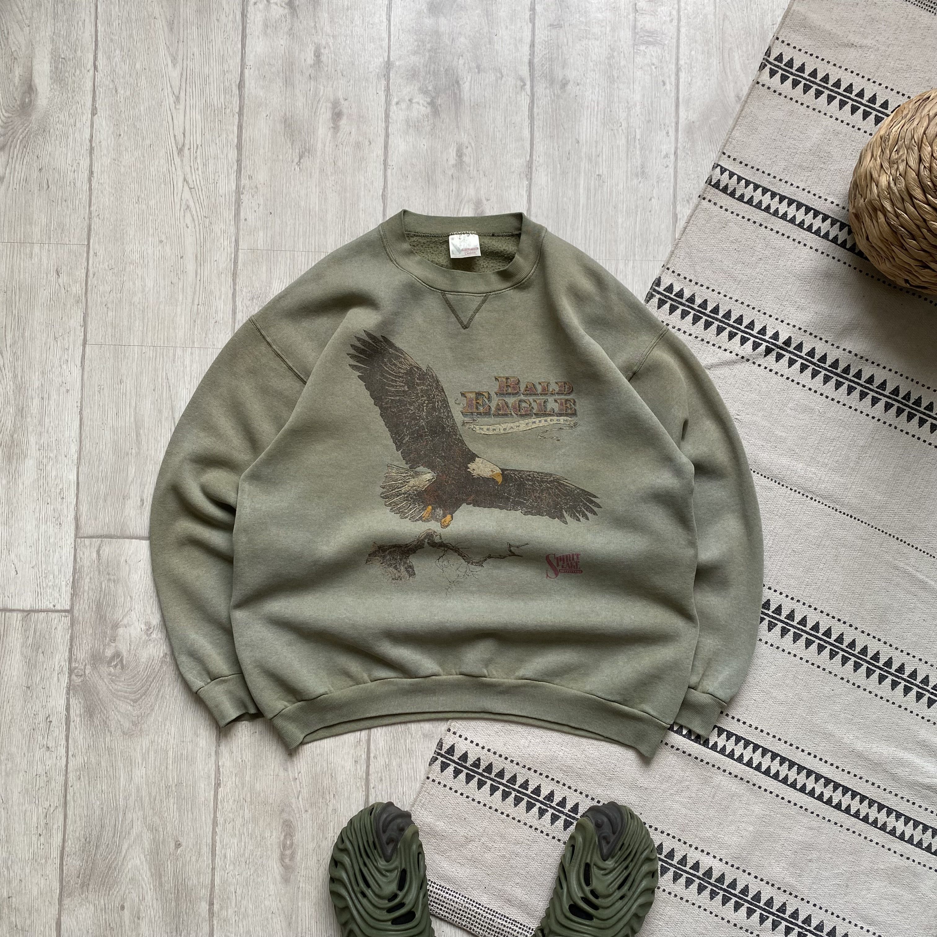 Hanes 🦅Vintage 90s Faded USA Bald Eagle Sweatshirt Nature Y2K Size US L / EU 52-54 / 3 - 1 Thumbnail