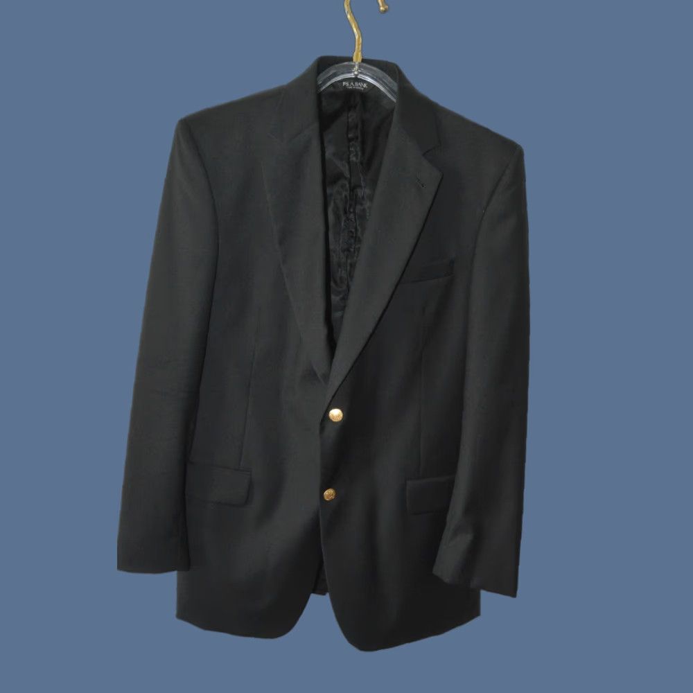 Jos. A. Bank Jos A Bank Blazer Sportscoat Men's 42L Black Wool Gold Buttons Size 42R - 1 Thumbnail