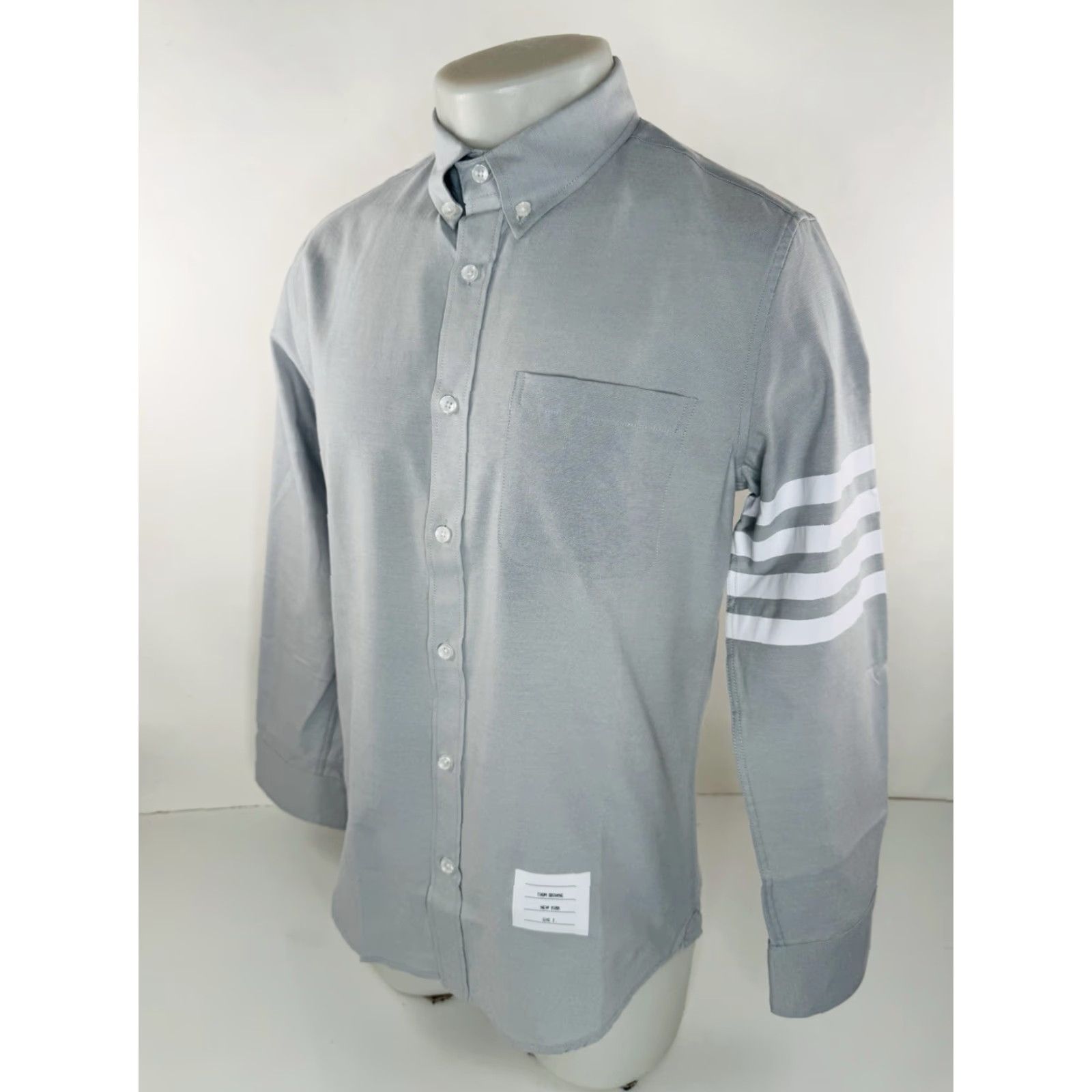 Thom Browne Thom Browne New York Striped Sleeve Mens Size 2 Shirt Long Sleeve Button-Up Bluish Gray 14aut0 Size US XS / EU 42 / 0 - 2 Thumbnail