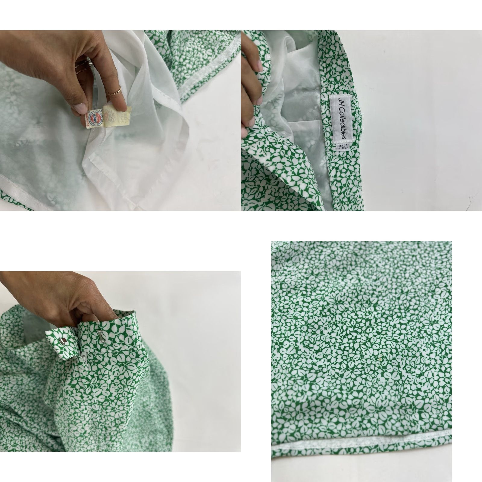 Vintage VINTAGE J.H Collectibles Skirt Women’s 2 Midi Green Leaves Polyester EUC Union Made Size 26" / US 2 / IT 38 - 8 Thumbnail
