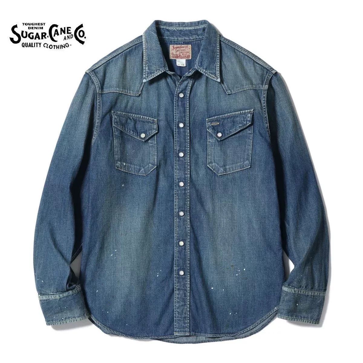 Sugar Cane Sugar Cane Classic Washed Western Denim Shirt Size US M / EU 48-50 / 2 - 1 Thumbnail