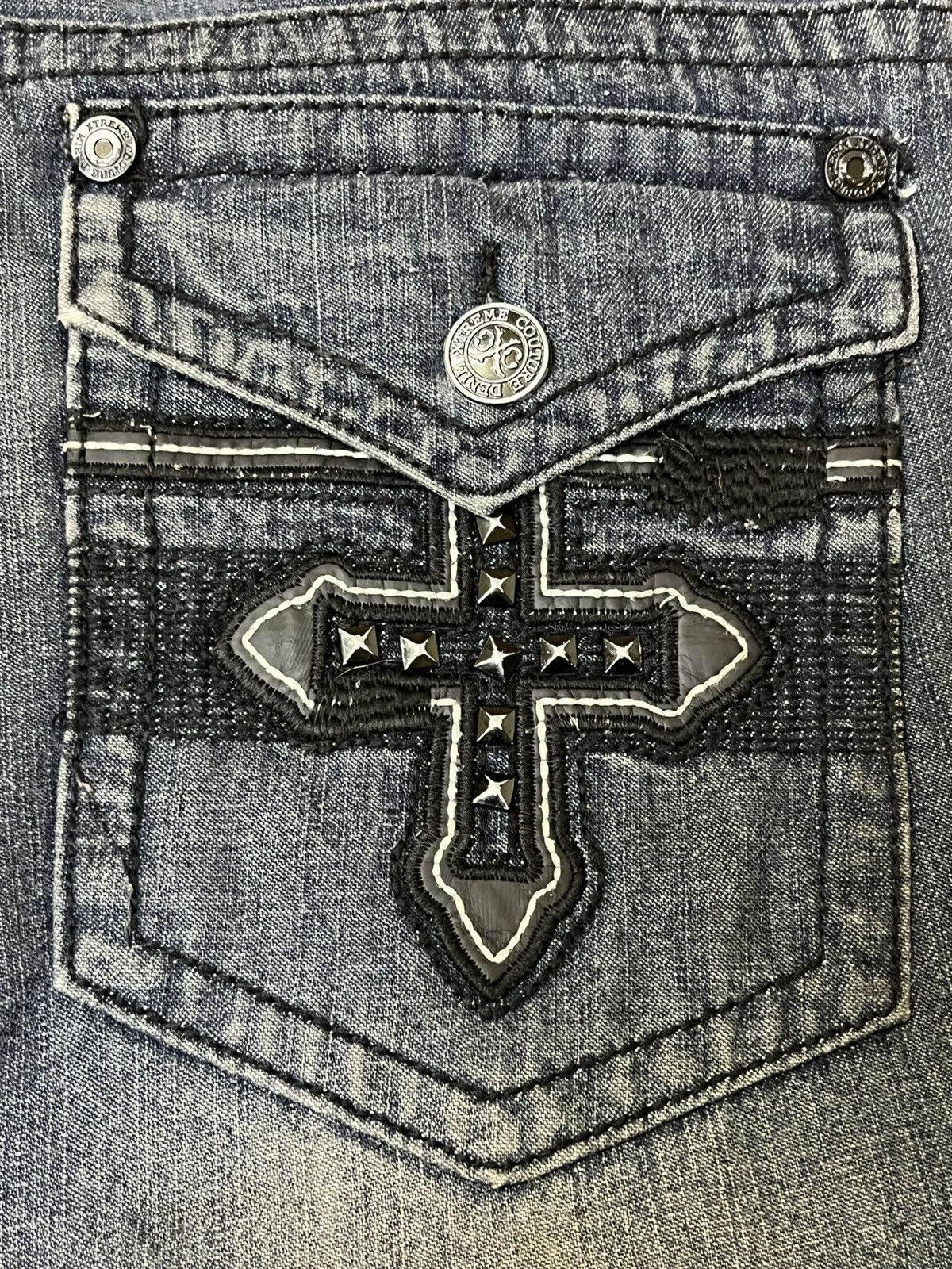 Japanese Brand JAPANESE EXTREME COUTURE INSPIRED CHROME HEART FLARED JEANS Size US 34 / EU 50 - 9 Thumbnail