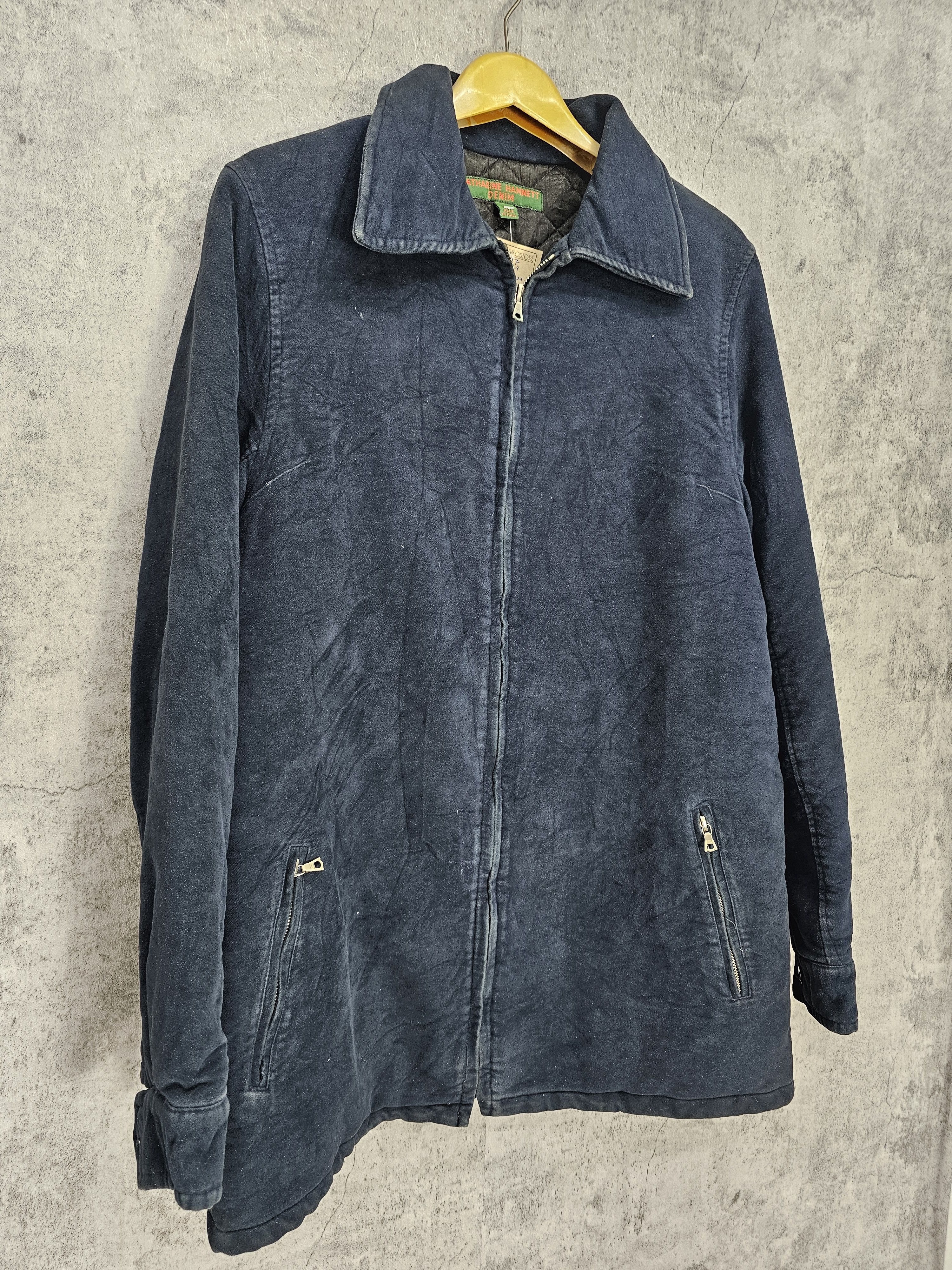 Katharine Hamnett London Vtg KATHARINE HAMNETT DENIM Waxed Riri Zipper Jacket J0087 Size US M / EU 48-50 / 2 - 4 Thumbnail