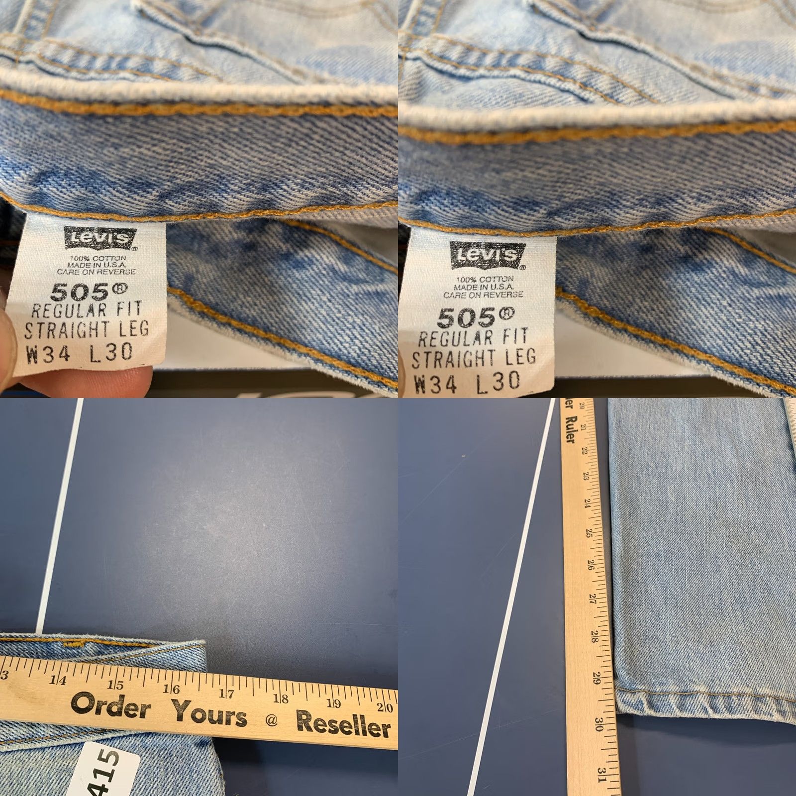Levi's VINTAGE Levis 505 Jeans Denim Mens Size Regular Straight Fit 33X30 USA 90s Fits Size US 33 - 10 Thumbnail