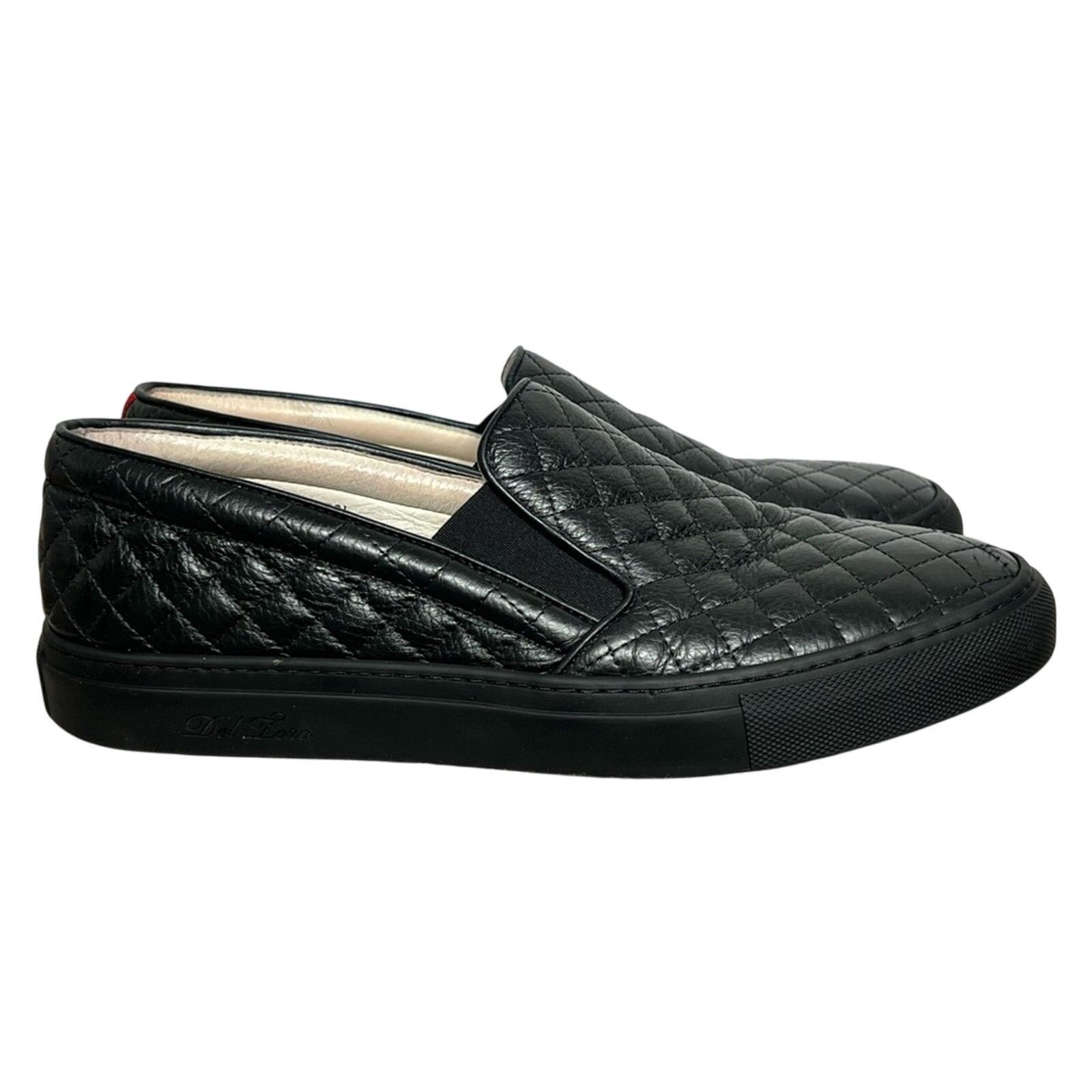 Del Toro Del Toro Quilted Nappa Leather Black Slip-On MADE IN ITALY Size US 11 / EU 44 - 6 Thumbnail