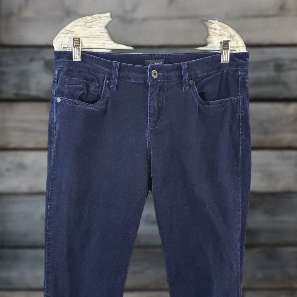 Vintage Edyson Womens Skinny Corduroy Pants Sz 30 Blue Mid Rise Pants Womens 30 Blue Skinny Corduroy Edyson Size 30" / US 8 / IT 44 - 1 Thumbnail