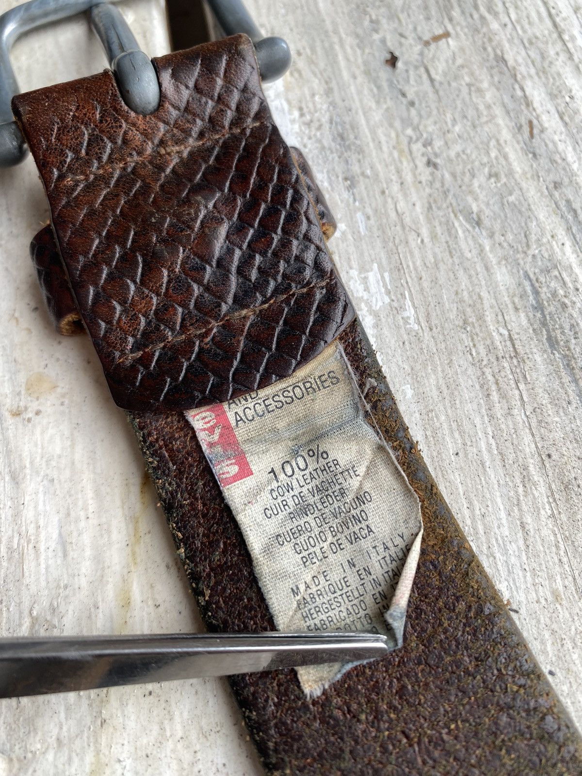 Levi's × Levi's Vintage Clothing × Vintage Cowboy 90s Levi’s Leather Black Belt Made In Italy Size ONE SIZE - 8 Thumbnail