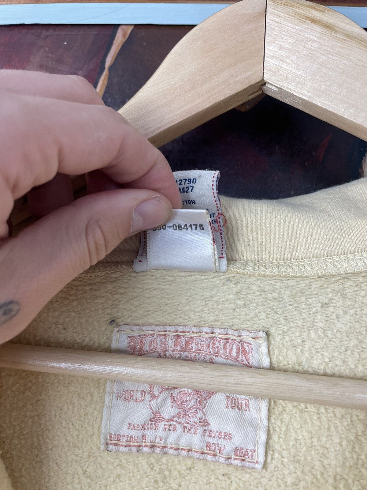 True Religion Y2k Rare Beige Zip Hoodie Drip Spellout Hype