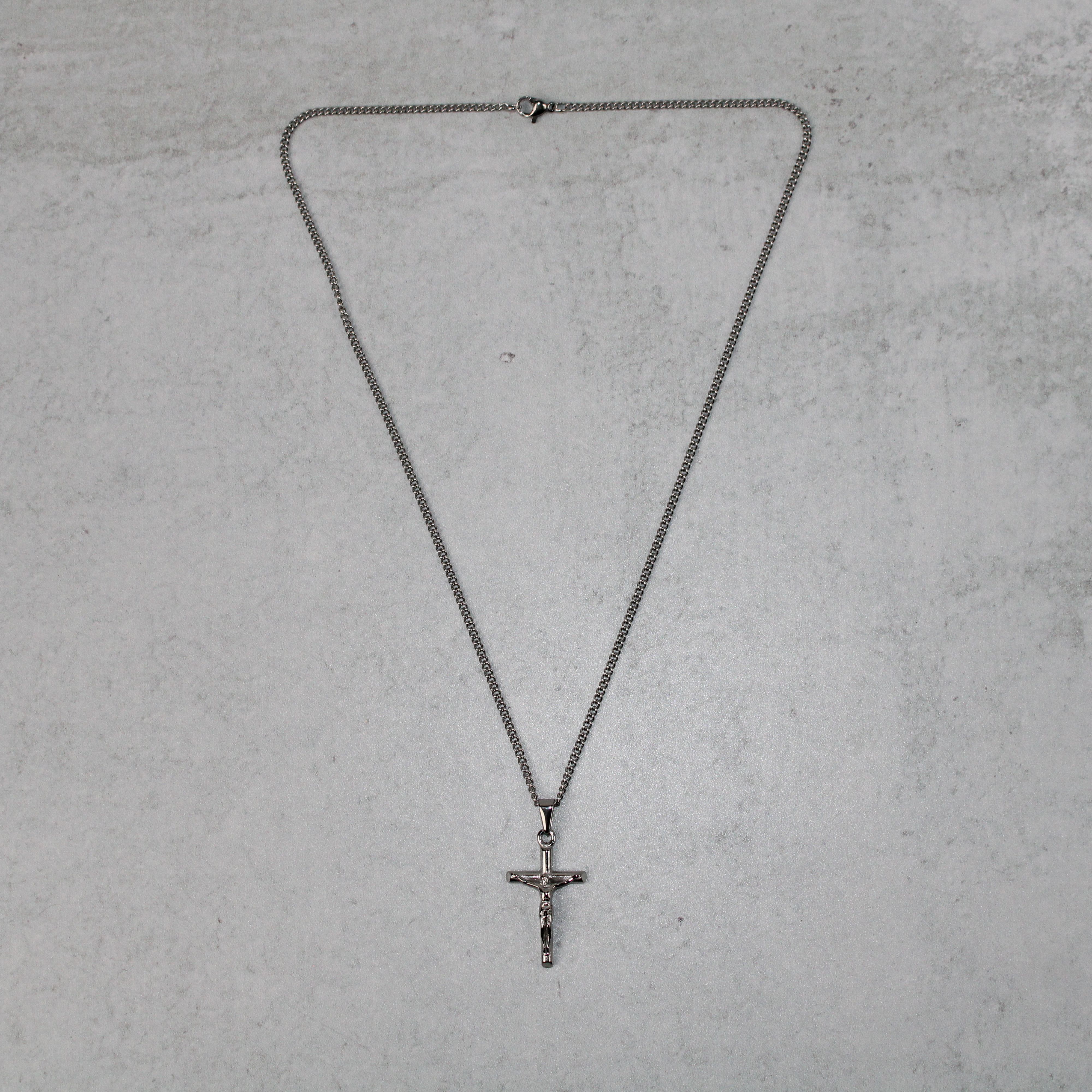 Jewelry Silver Crucifix Cross Pendant Chain Necklace Size ONE SIZE - 5 Thumbnail