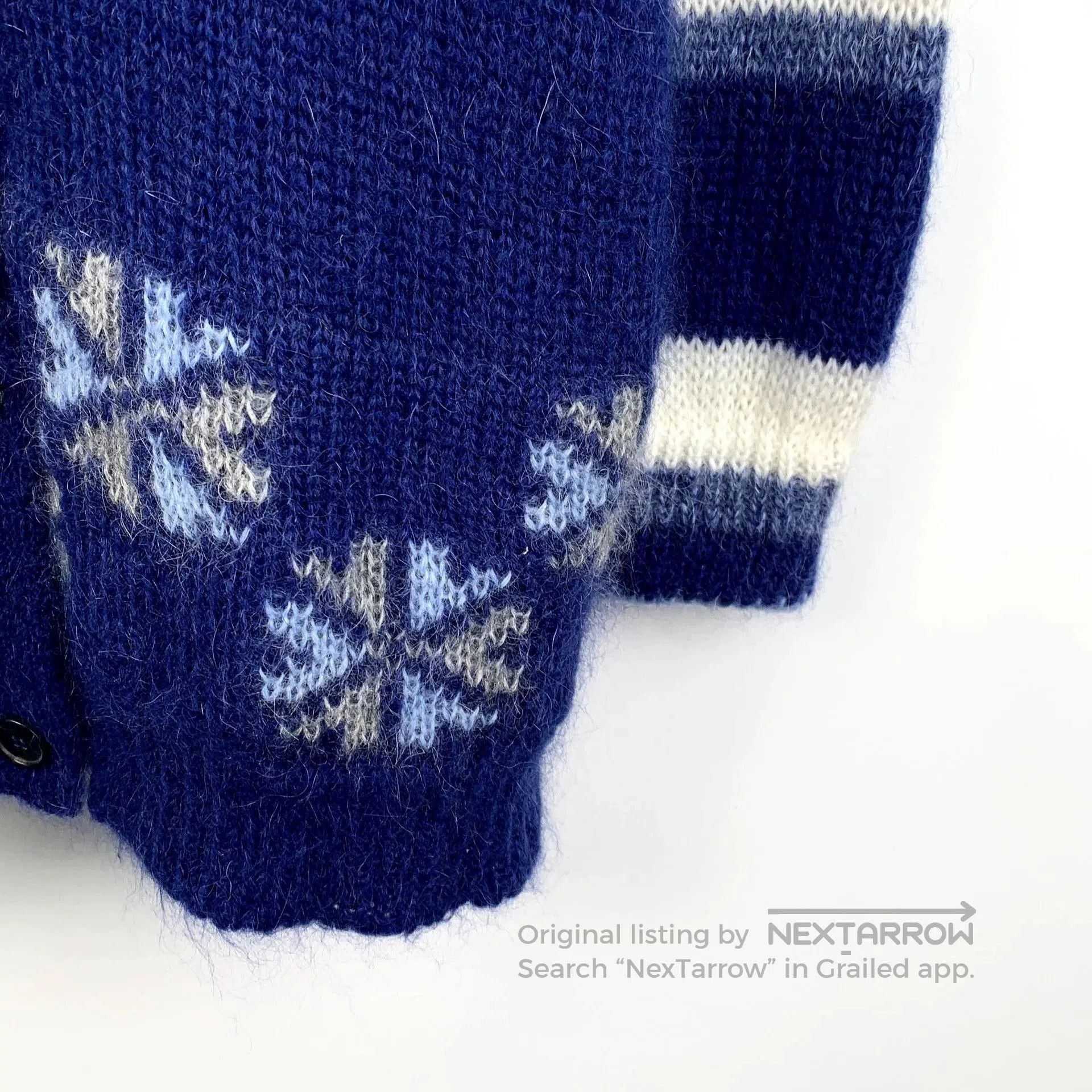 Loewe navy blue snowflake knit cardigan from Loewe. Size US S / EU 44-46 / 1 - 4 Thumbnail