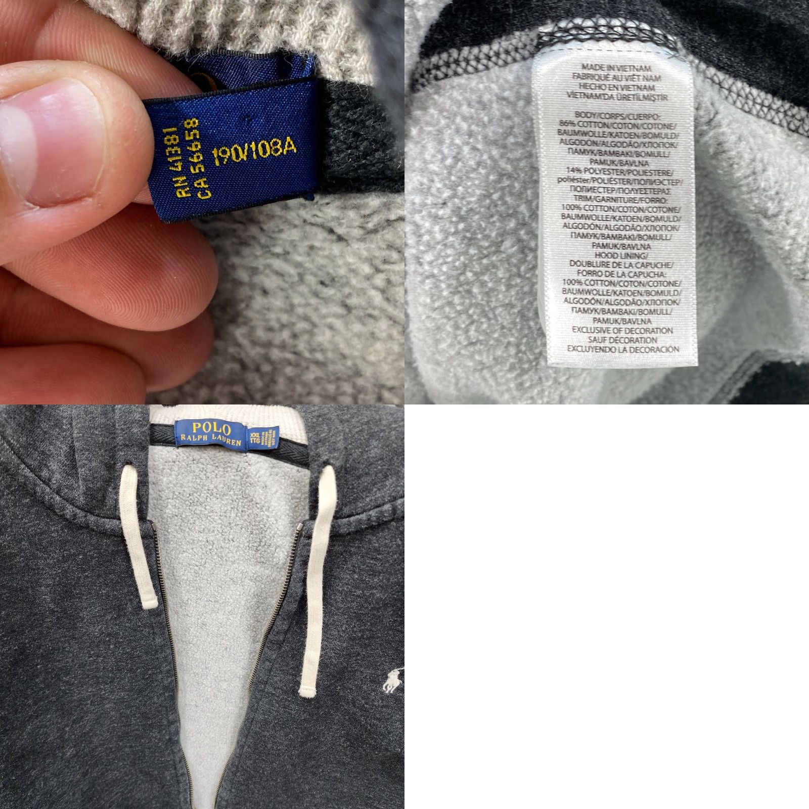 Ralph Lauren VINTAGE Polo Ralph Lauren Heavy Sweatshirt Gray Jacket Pony Logo Hoodie Mens XXL Size US XXL / EU 58 / 5 - 8 Thumbnail
